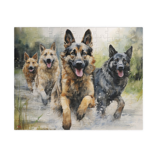 German Shepherd Puzzle (110, 252, 500, 1014-piece) | Dogs k9 Canine Puppies Dog Friends Playing Running Pals Buddies Having Fun Pets Animals