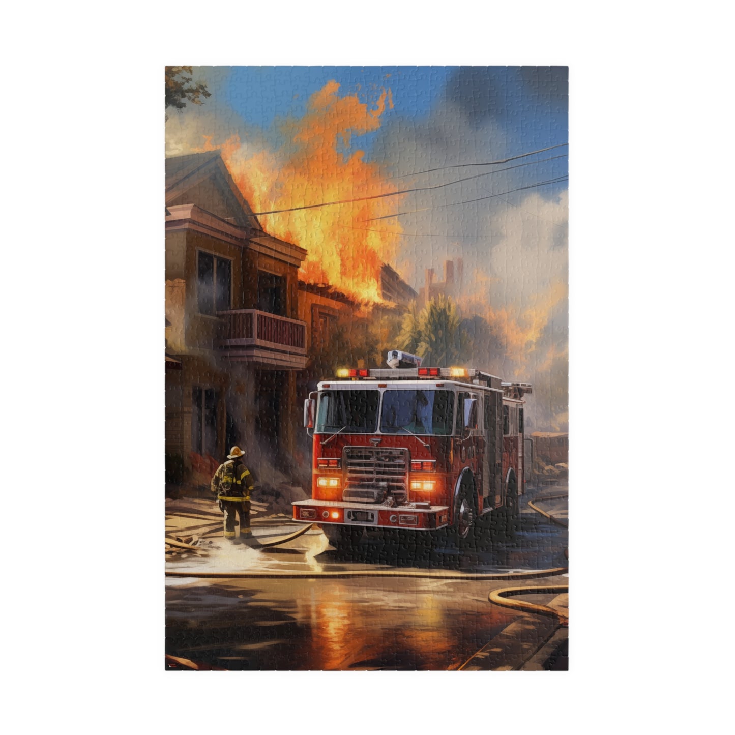 House Fire Fight Puzzle (110, 252, 500, 1014-piece) Firefighters Fireman Firemen Fighter America's Bravest First Responder Hero Heros