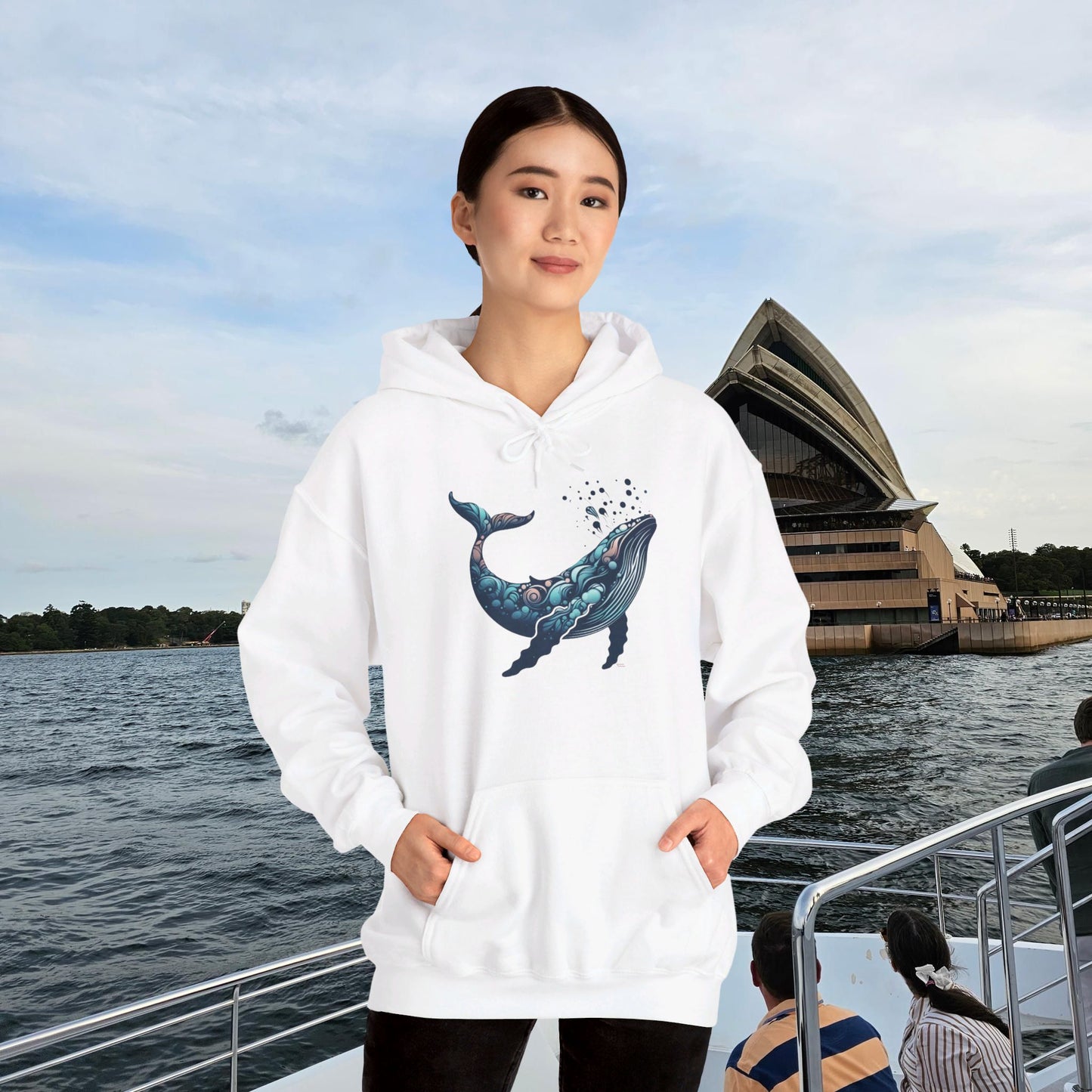 Humpback Whale Unisex Heavy Blend™ Hooded Sweatshirt | Abstract Whales Marine Mammal Blue Colorful Hoodie Ocean Animals Sea Life