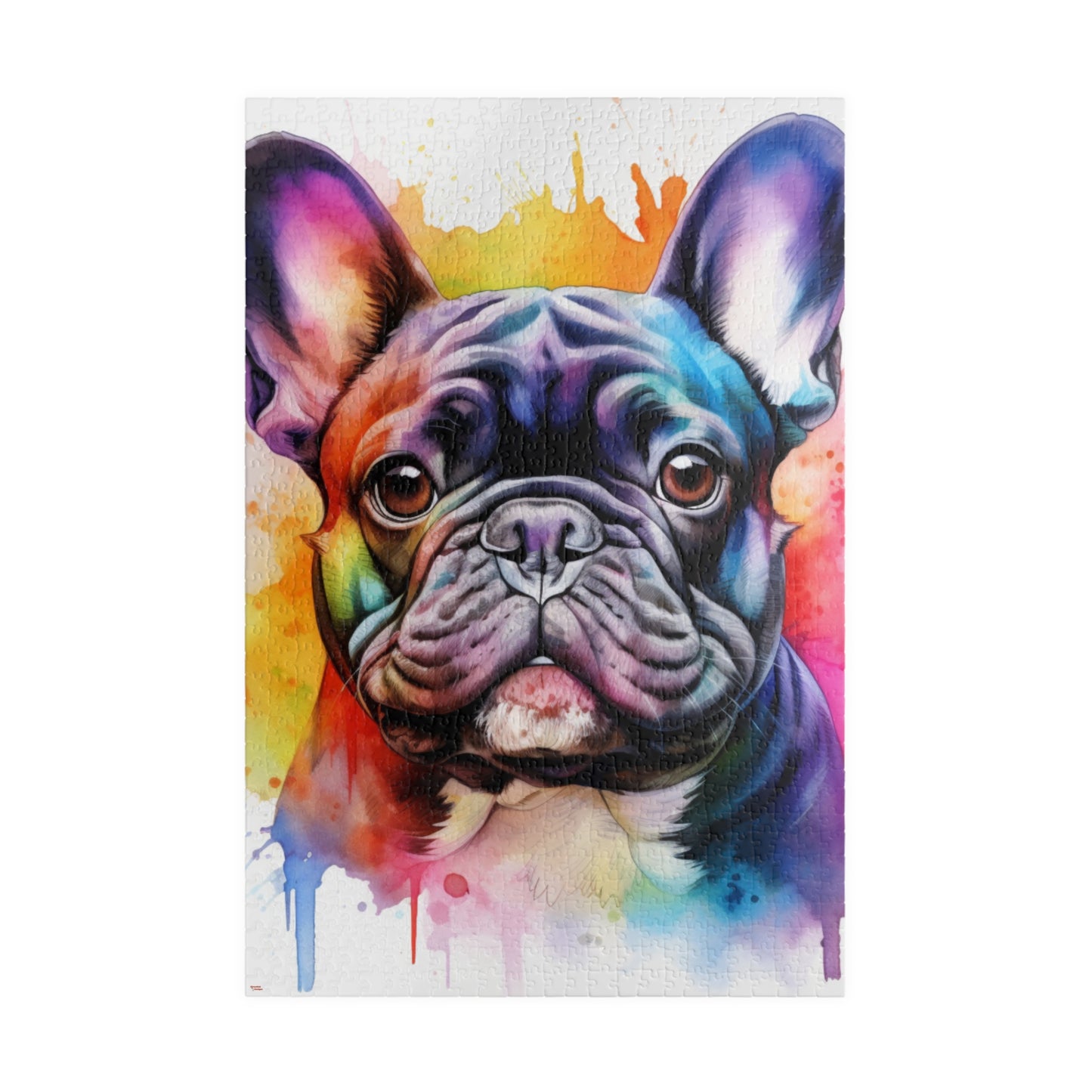 French Bulldog Color Blast Puzzle (110, 252, 520, 1014-piece) Watercolor Jigsaw Jig Saw Family Pet K9 Canine Friend Buddy Tabletop Game