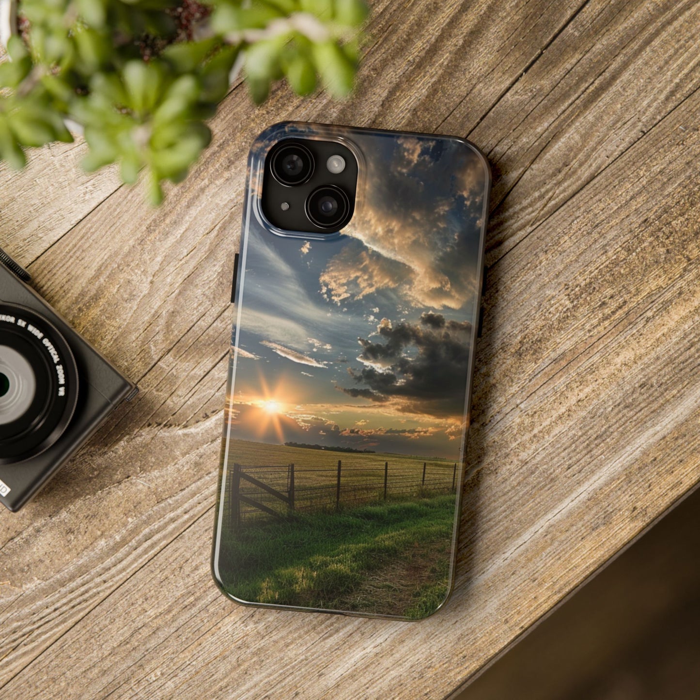 Tough iPhone 15 Series Phone Case, Scenic American Heartland Design, Polycarbonate Shell, TPU Lining, Wireless Charging Compatible