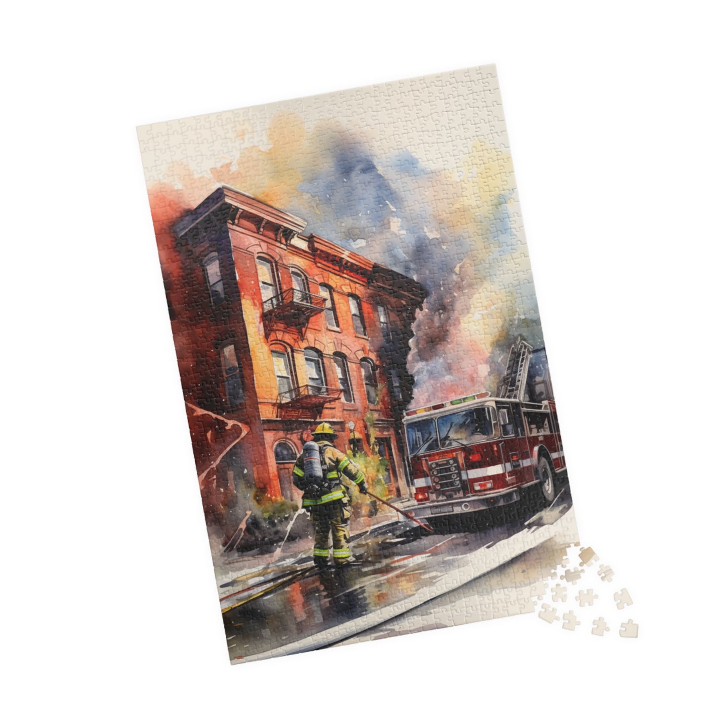 Rowhouse Fire Puzzle (500, 1014-piece) | Firefighters Fighting Fire Service Decor Collection Dept Fireman Jigsaw Game Engine