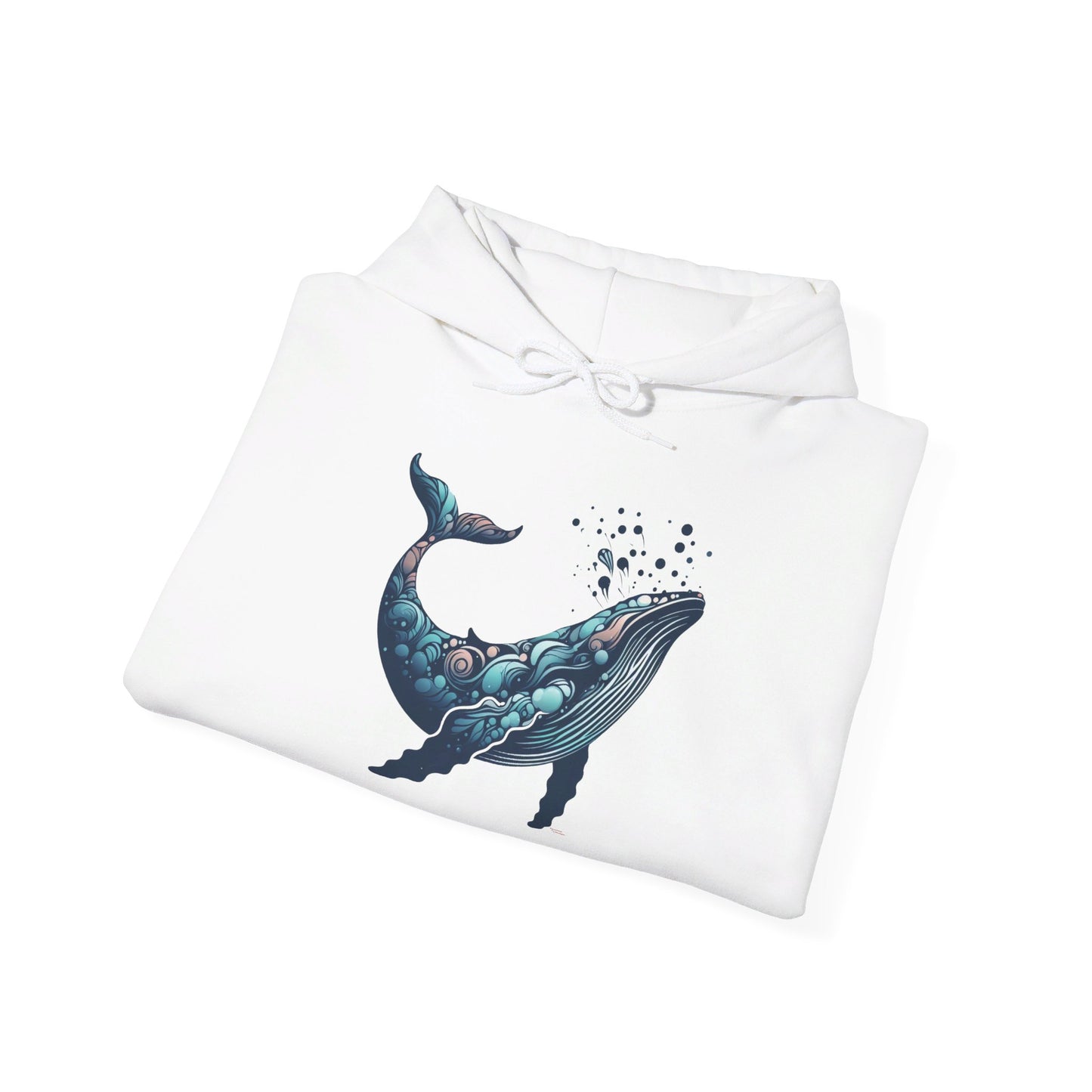 Humpback Whale Unisex Heavy Blend™ Hooded Sweatshirt | Abstract Whales Marine Mammal Blue Colorful Hoodie Ocean Animals Sea Life