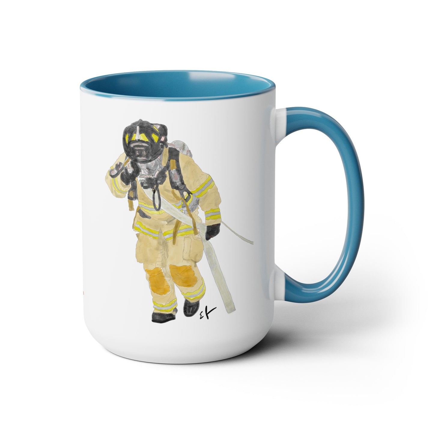 Firefighter "Hose Dragger Life" Two-Tone Coffee Mugs, 15oz Firefighters Gifts Unique Coffee Gift Mug Cup