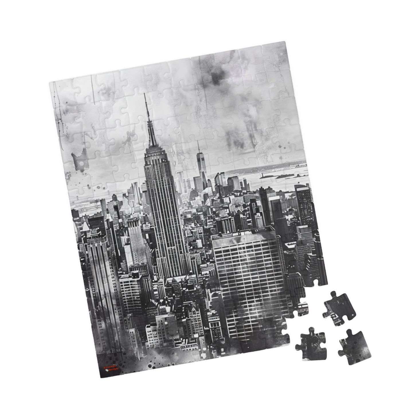 New York City Jigsaw Puzzles, 110/252/520/1014 Pieces, Watercolor Style, Monochrome, 100% Chipboard, Glossy Laminated, Ages 9+