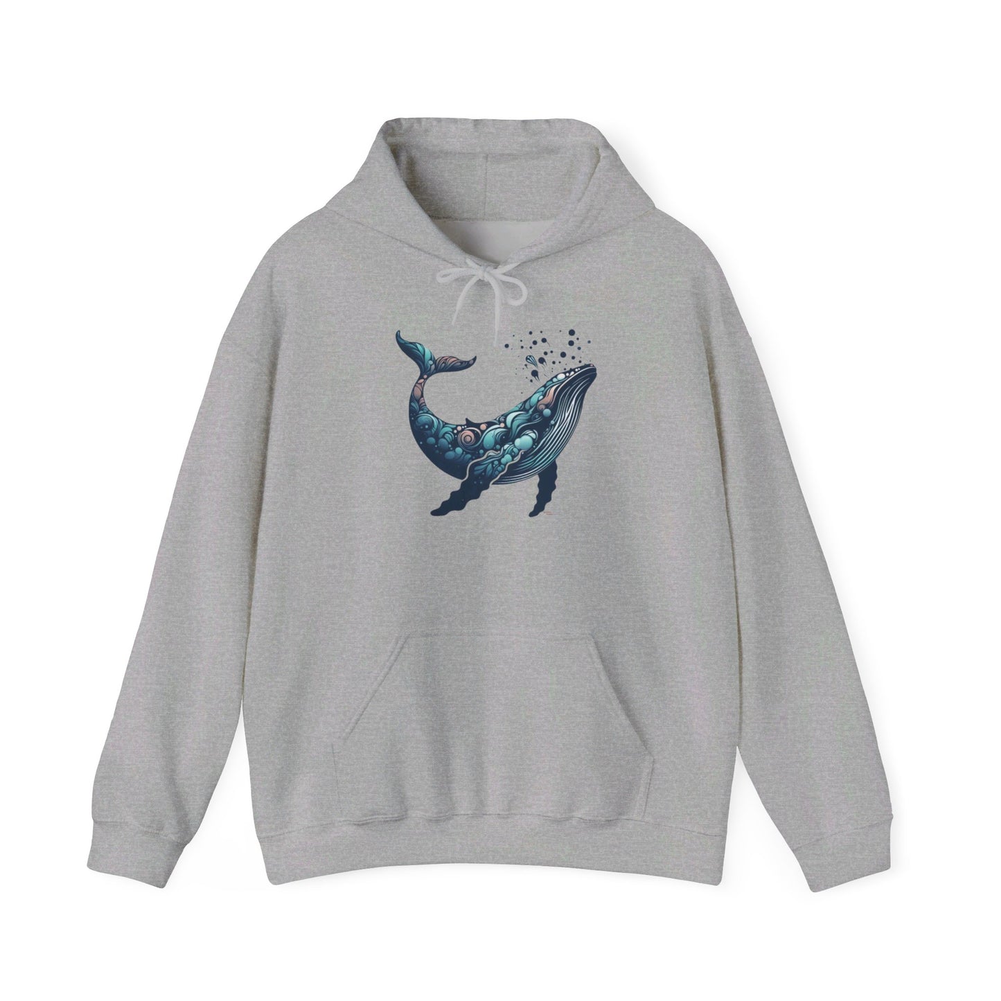 Humpback Whale Unisex Heavy Blend™ Hooded Sweatshirt | Abstract Whales Marine Mammal Blue Colorful Hoodie Ocean Animals Sea Life