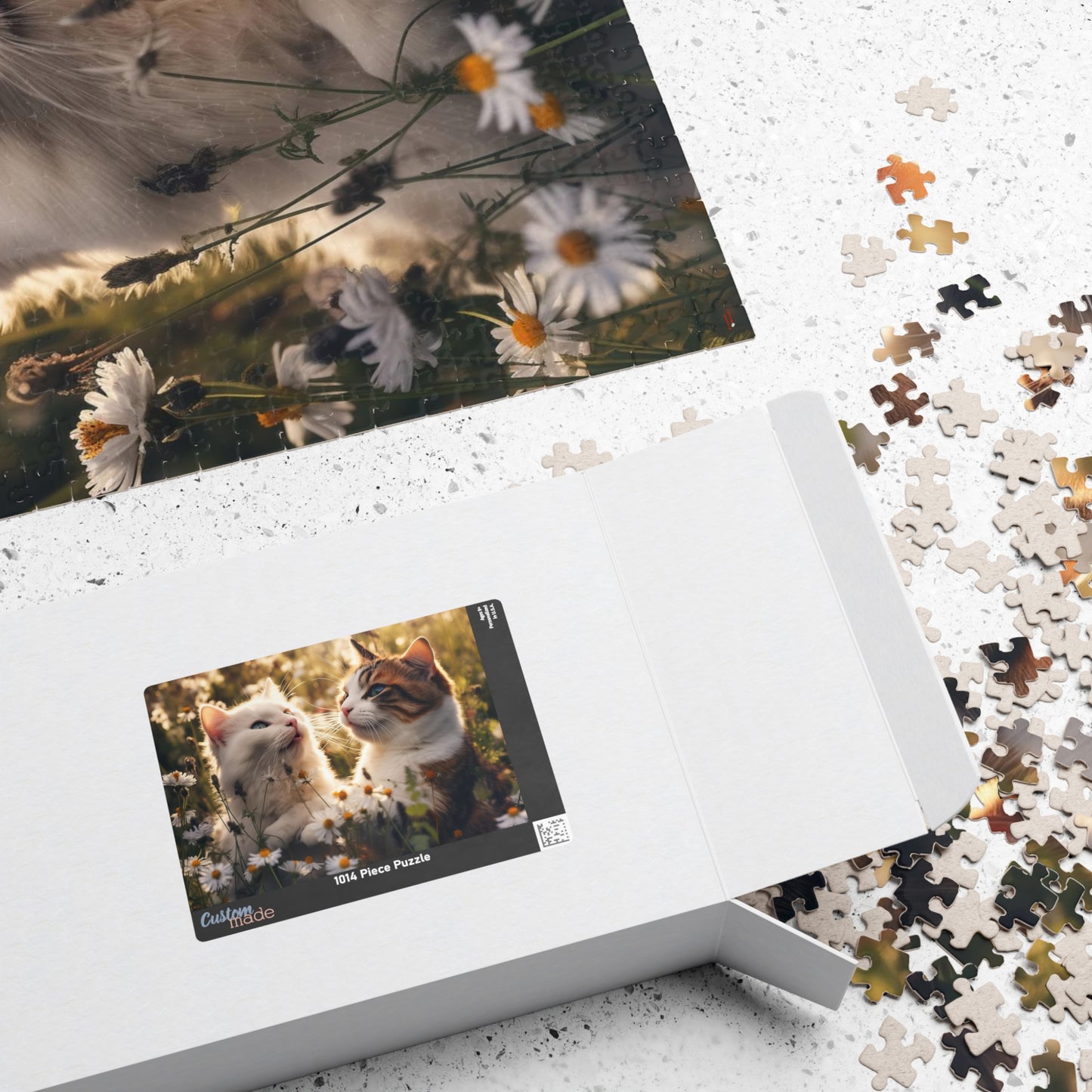 Cats in Wildflowers Jigsaw Puzzle (110, 252, 520, 1014-piece)1000 Kitten Kitty Cat Lady Pussycat Feline Jig Saw Animals Ailurophile Girls Women Woman