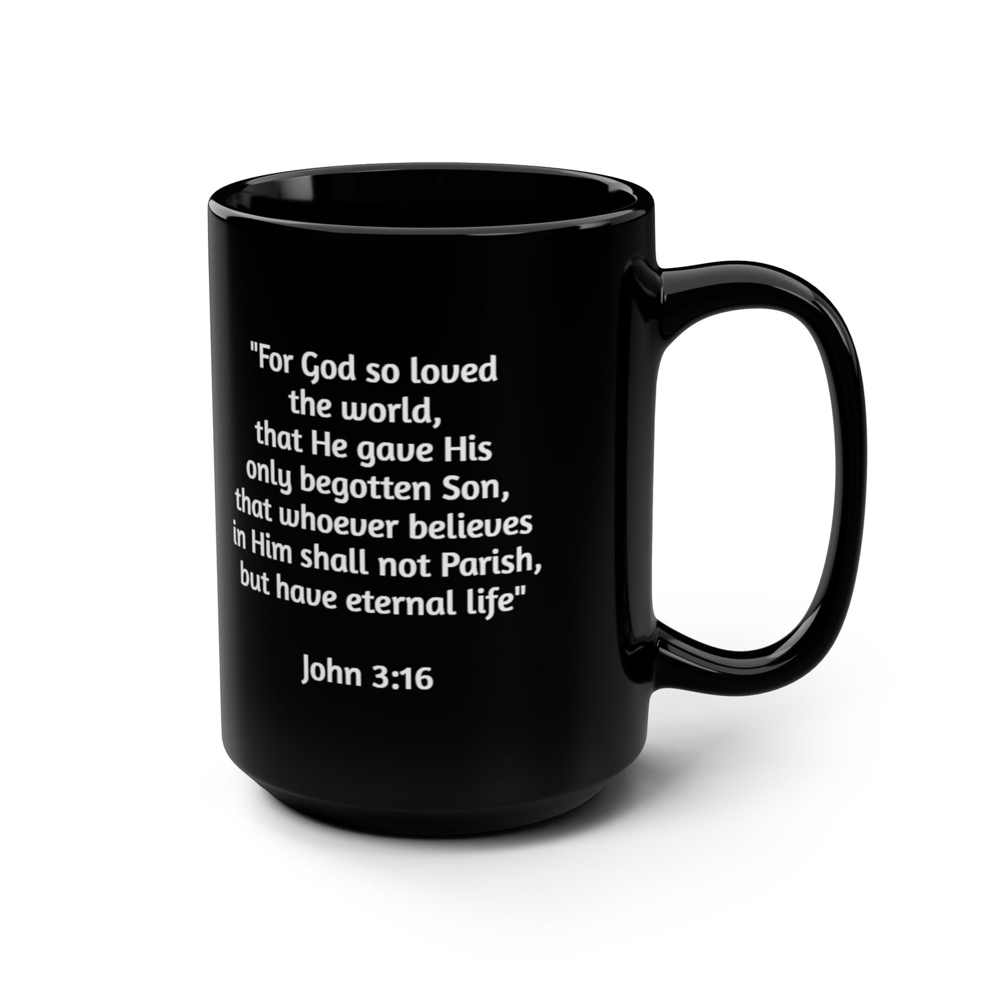 Firechick Designs Coffee Mugs with Bible Verses, 15oz Ceramic, 3 Variations, Black