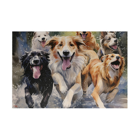 Best Friends Puzzle (110, 252, 500, 1014-piece) | Dogs K9 Canines Mutt Buddies Water Color Playing Fun Running Animal Lovers Jigsaw Jig Saw