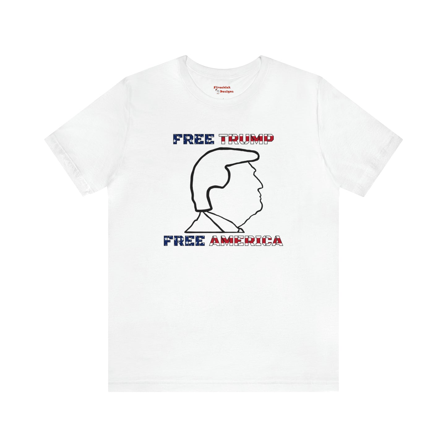 Free Trump Free America Unisex Jersey Short Sleeve Tee | MAGA America First POTUS 45 Donald American Freedom Save USA Republican 2024