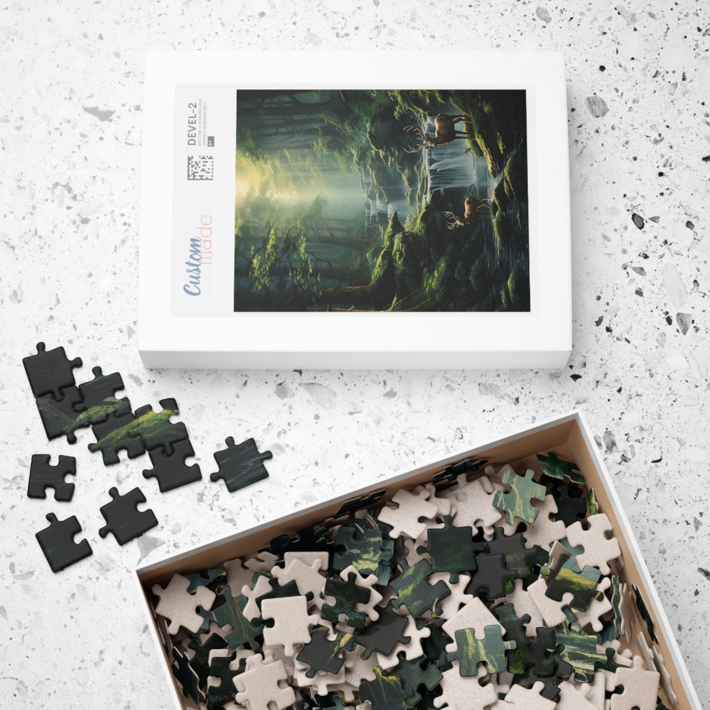 Mother Nature Puzzle (500, 1014-piece) | Natural World Earth God's Creation Deer Stag Buck Forest Woods Waterfall Stream Wild