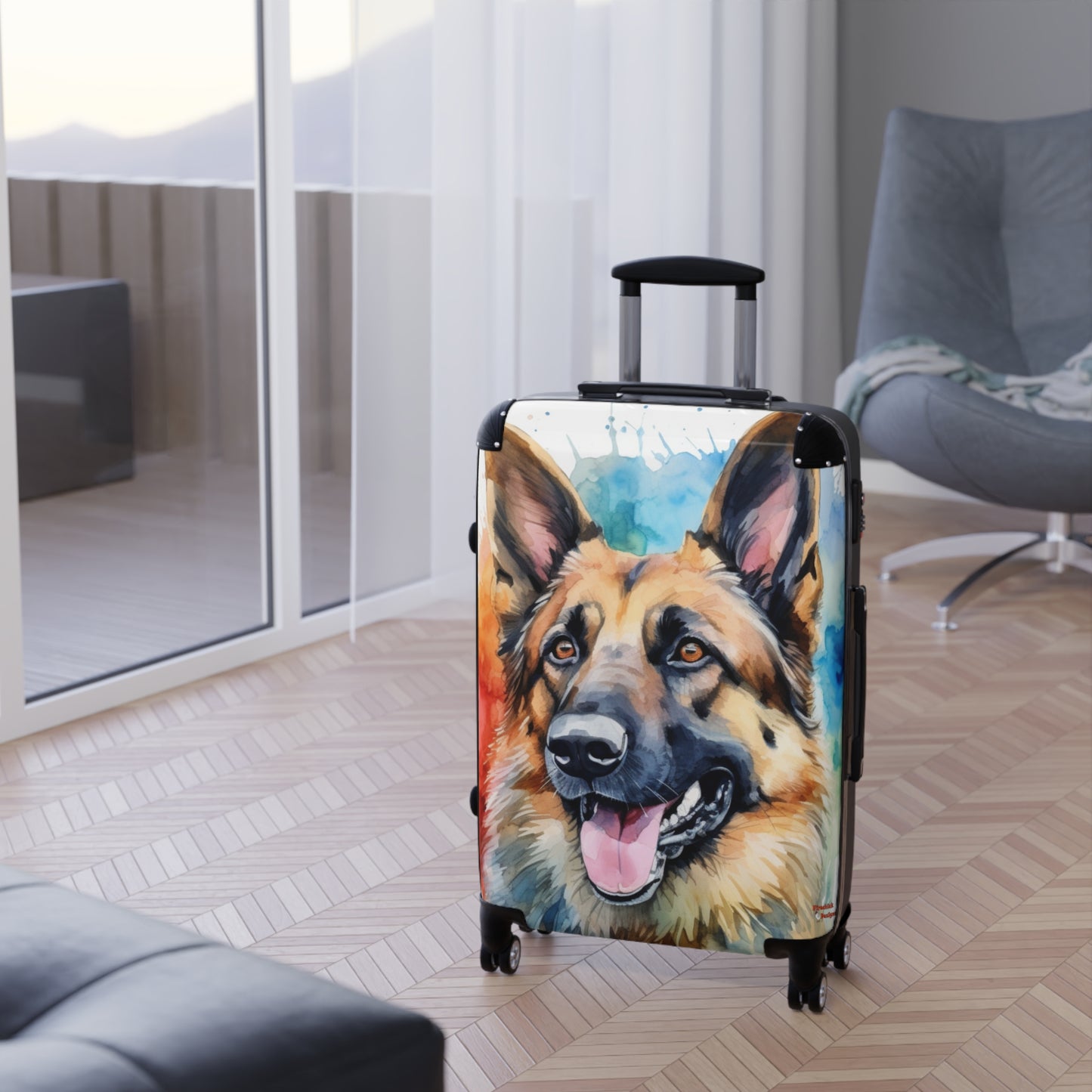 German Shepherd Suitcase by Firechick Designs | Mastiff Police Guard Security Dog Family Pet K9 Canine Man's Best Friend Puppy Dogs Bag