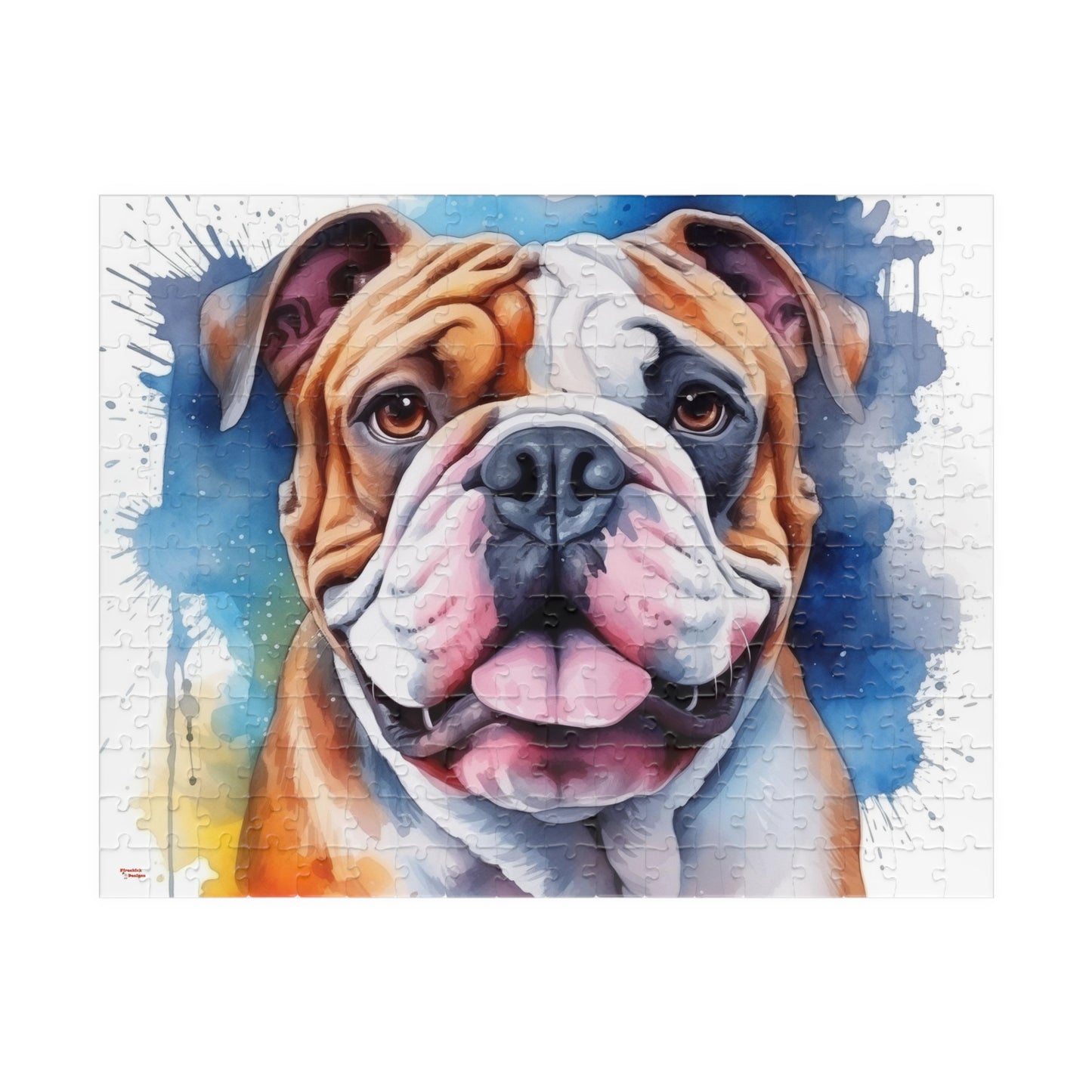 Bulldog Jigsaw Puzzle, Watercolor Portrait (110, 252, 520, 1014-piece)English British Dog Family Pet K9 Canine Mastiff Puppy Puppies Tabletop Games Jig Saw