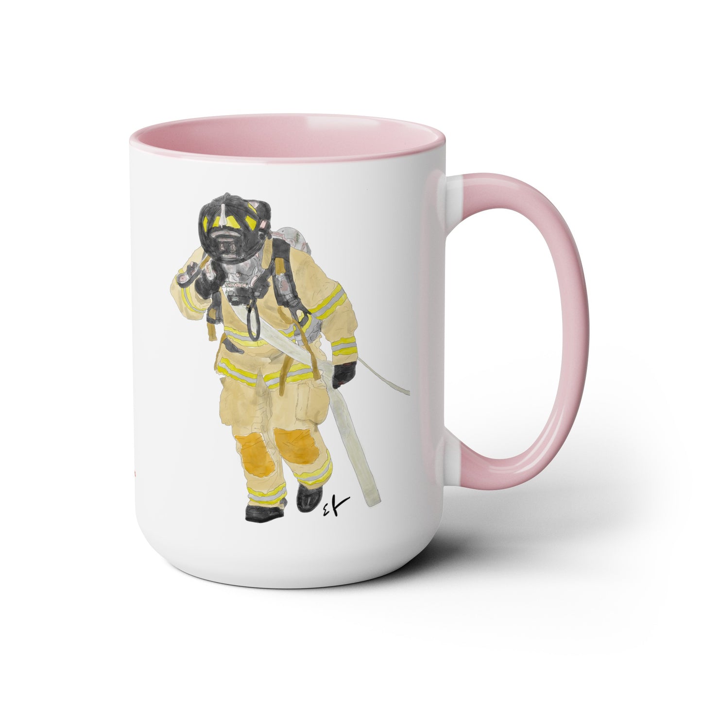 Firefighter "Hose Dragger Life" Two-Tone Coffee Mugs, 15oz Firefighters Gifts Unique Coffee Gift Mug Cup