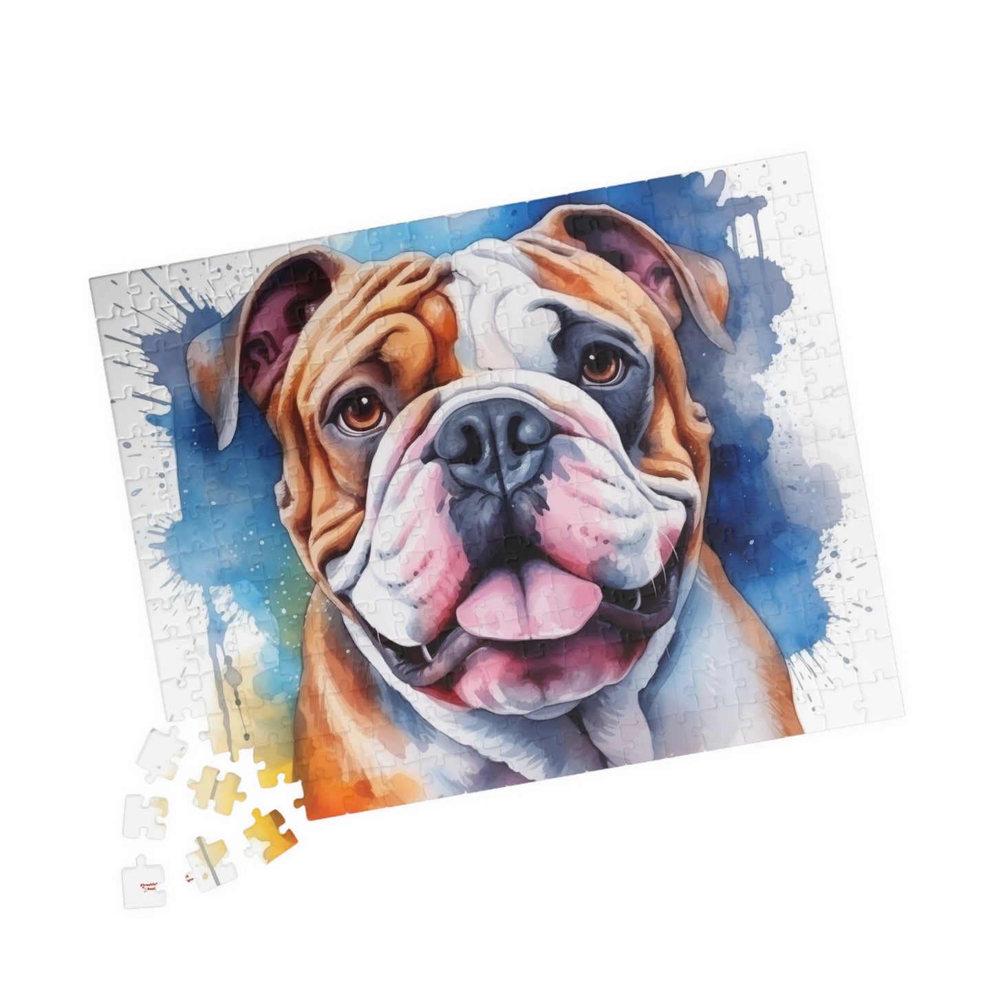 Bulldog Jigsaw Puzzle, Watercolor Portrait (110, 252, 520, 1014-piece)English British Dog Family Pet K9 Canine Mastiff Puppy Puppies Tabletop Games Jig Saw