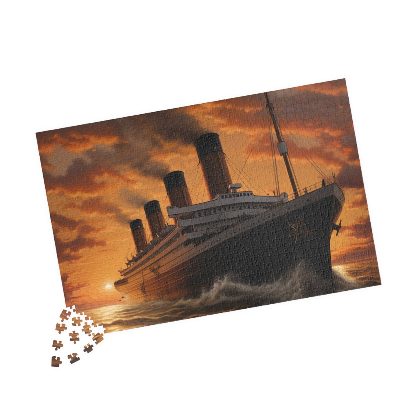 Titanic Sunrise Puzzle (110, 252, 500, 1014-piece) Queen Mary Large Ship Beautiful Scenery Ocean Sea Cruise Maiden Voyage Jigsaw Jig Saw