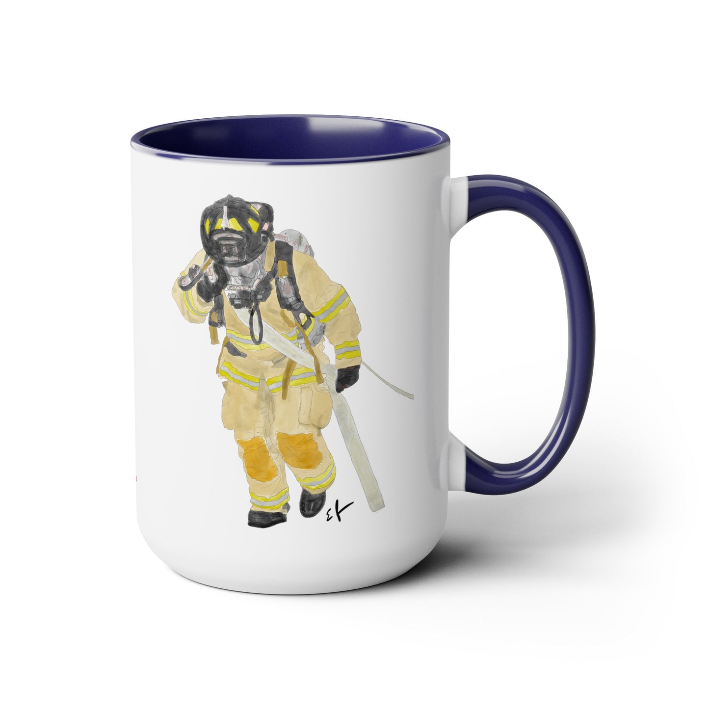 Firefighter "Hose Dragger Life" Two-Tone Coffee Mugs, 15oz Firefighters Gifts Unique Coffee Gift Mug Cup