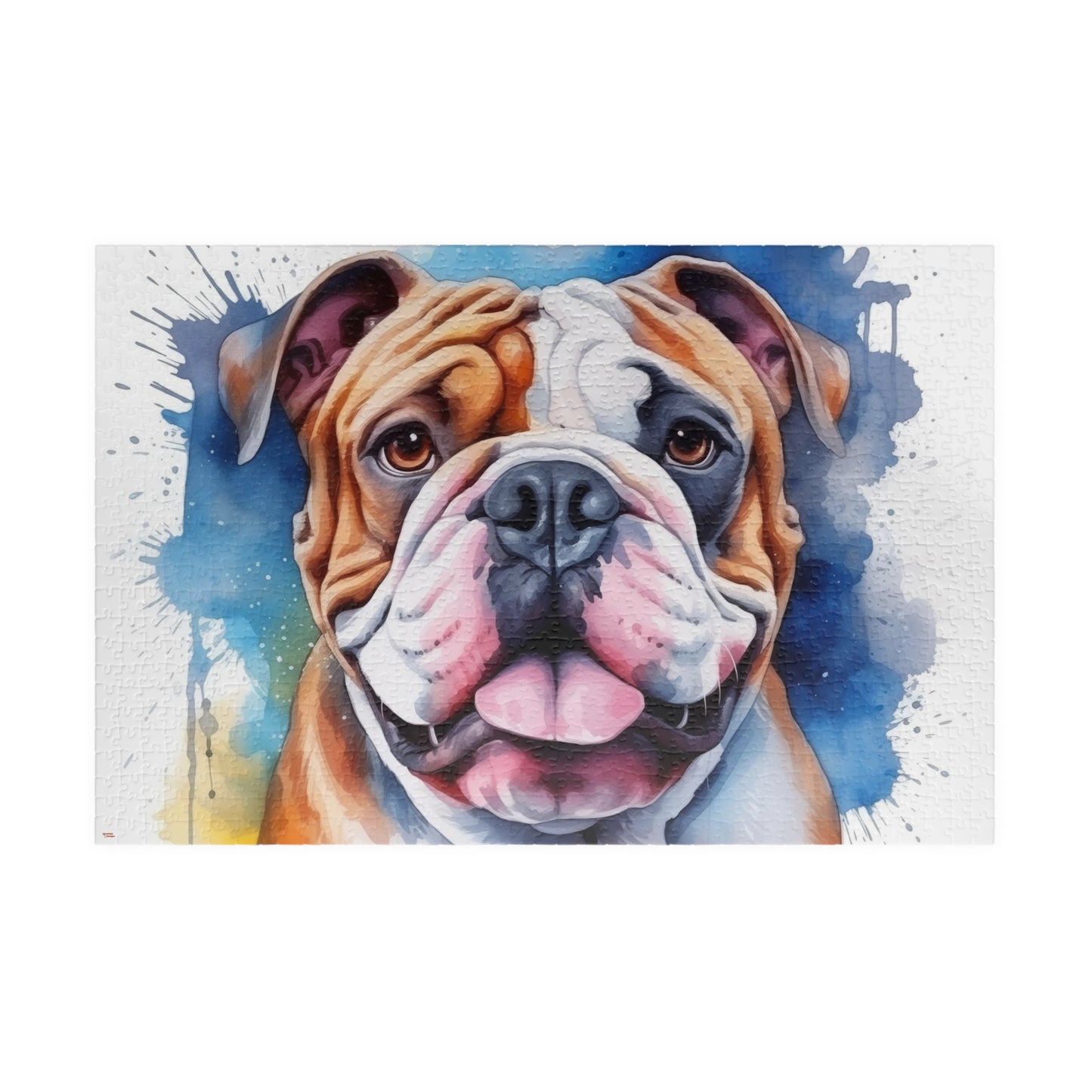 Bulldog Jigsaw Puzzle, Watercolor Portrait (110, 252, 520, 1014-piece)English British Dog Family Pet K9 Canine Mastiff Puppy Puppies Tabletop Games Jig Saw