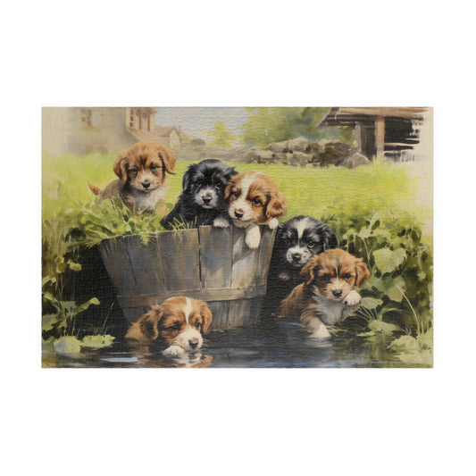 Barrel of Puppies Puzzle (110, 252, 500, 1014-piece) | Puppy Dogs Animals Lover K9 Canine 1000 Piece Jig Saw Adults Teens Children Kids