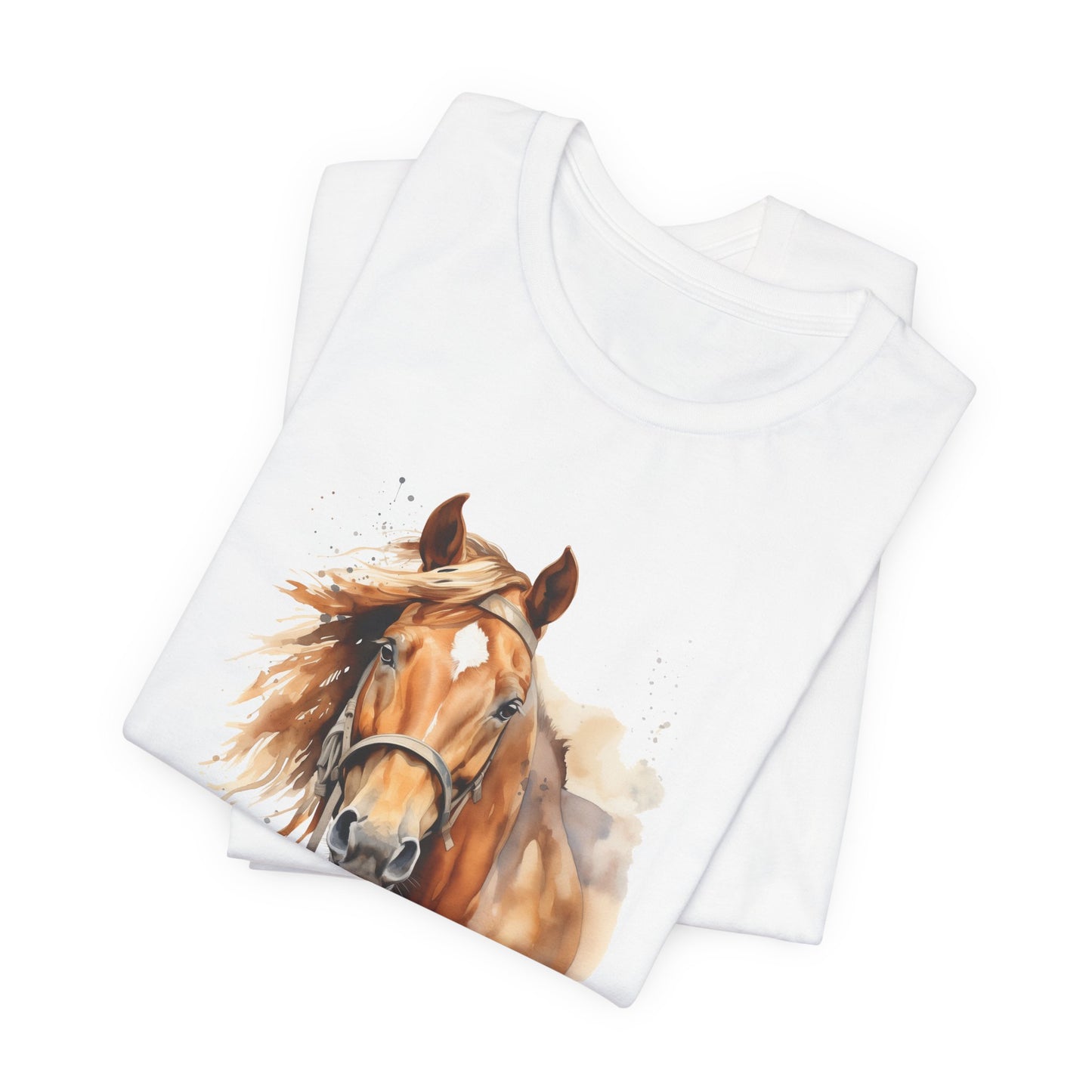 Horse Print T-Shirt, Short Sleeve, White or Natural, Ring-Spun Cotton, Horse Image, Comfort Fit, American Quarter Horse