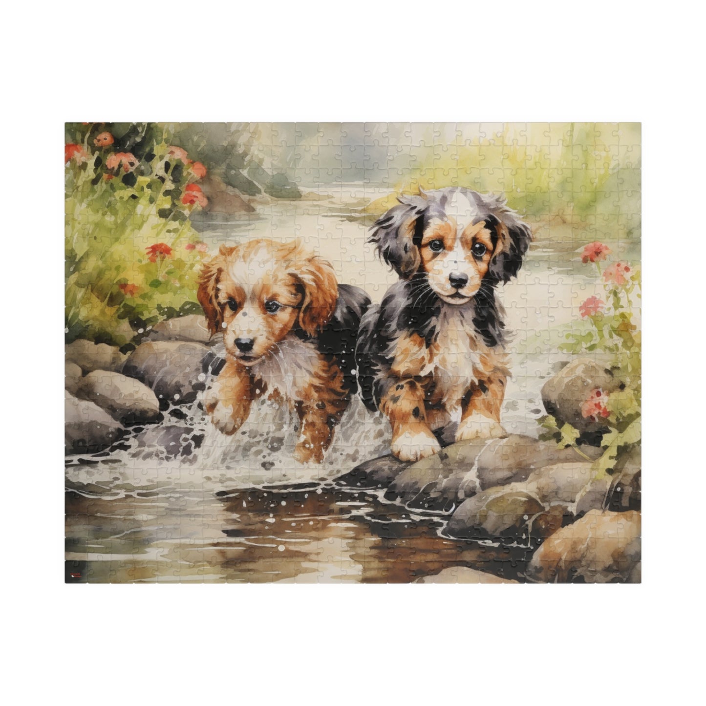 Puppies at Play Puzzle (110, 252, 500, 1014-piece) | Dogs Pets Puppy Animal Lovers Cute Adorable Art Canine K9 1000 Piece Jig Saw