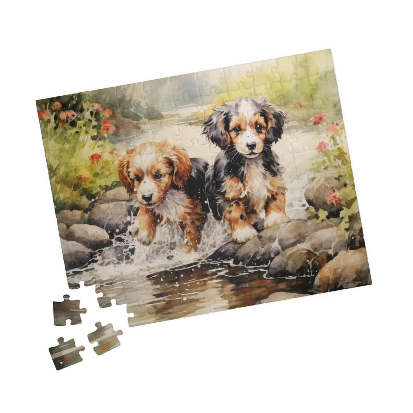 Puppies at Play Puzzle (110, 252, 500, 1014-piece) | Dogs Pets Puppy Animal Lovers Cute Adorable Art Canine K9 1000 Piece Jig Saw