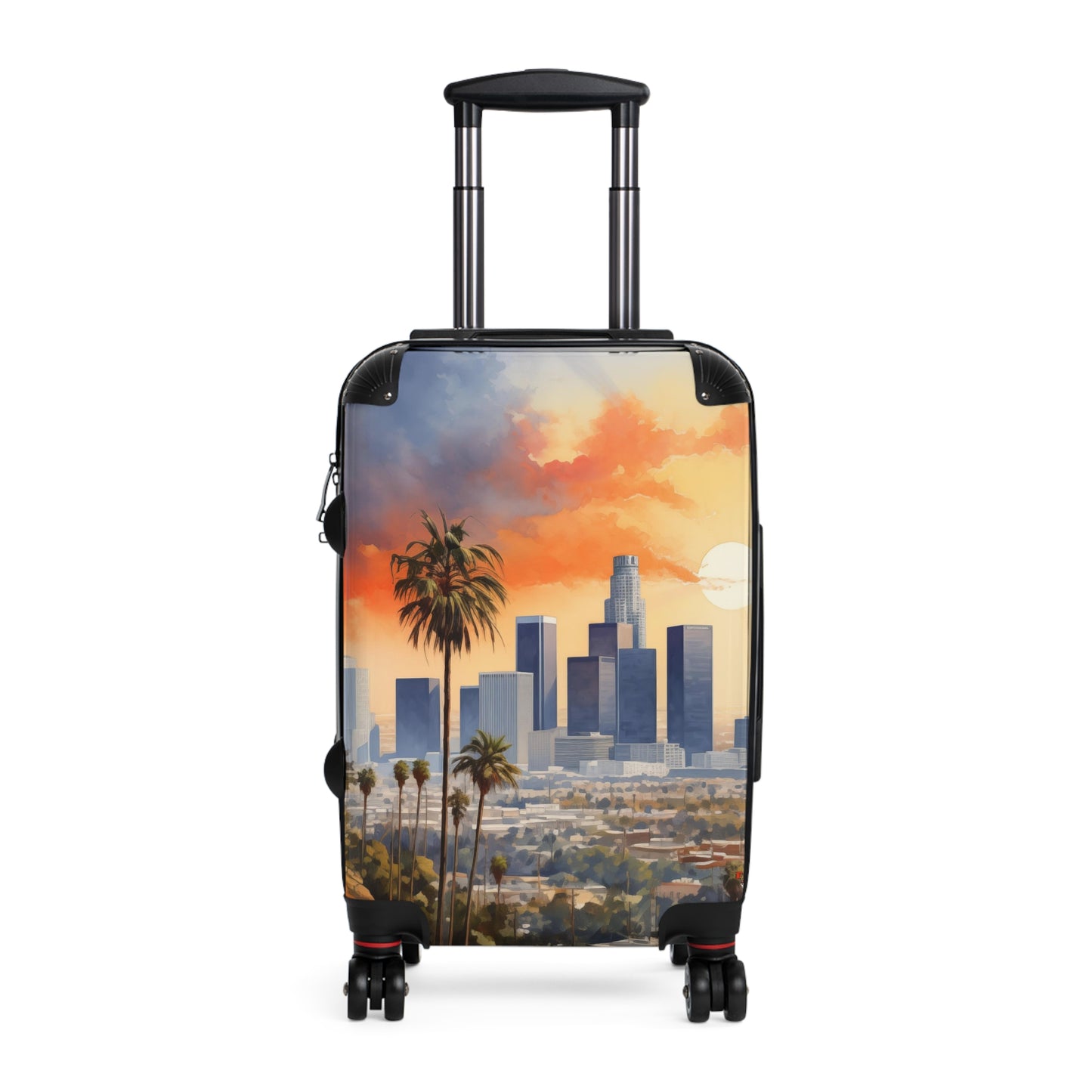 Los Angeles Suitcase | Cityscape Skyline City of Angels Bag Duffle Carry-On Watercolor Traveler California Sunset CA Garment Suit Case