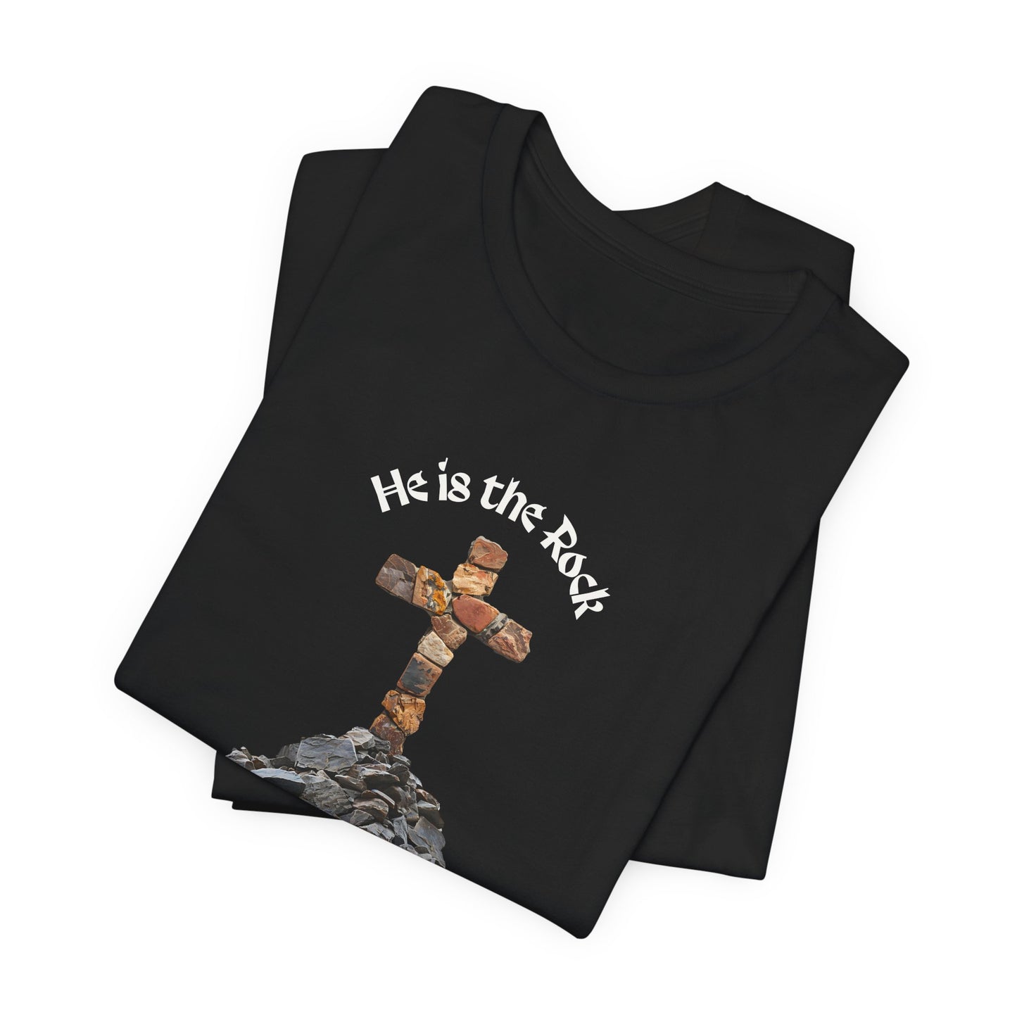 He is the Rock Cross T-Shirt, Small - XL, Solid Colors, Unisex Jersey Short Sleeve Tee