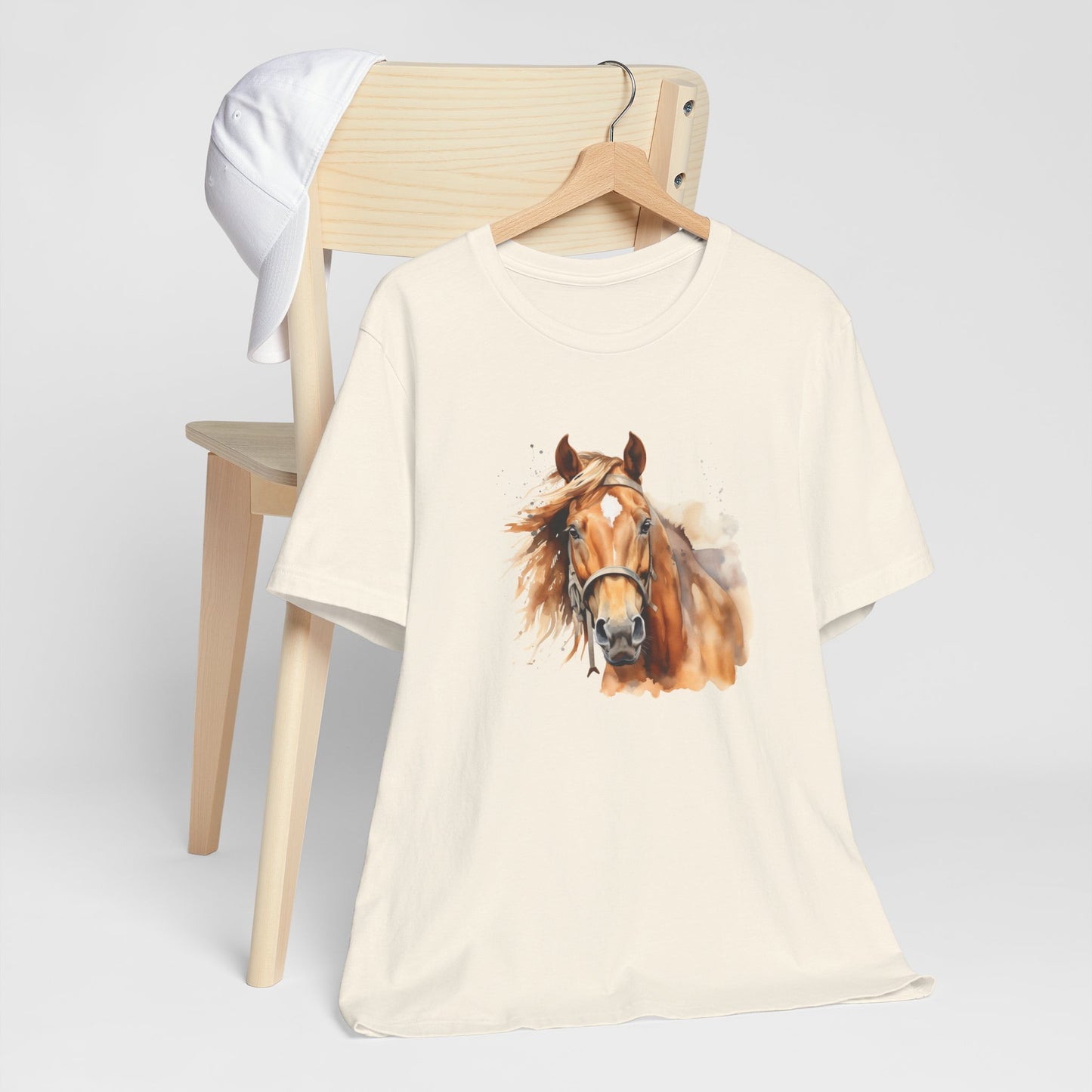 Horse Print T-Shirt, Short Sleeve, White or Natural, Ring-Spun Cotton, Horse Image, Comfort Fit, American Quarter Horse