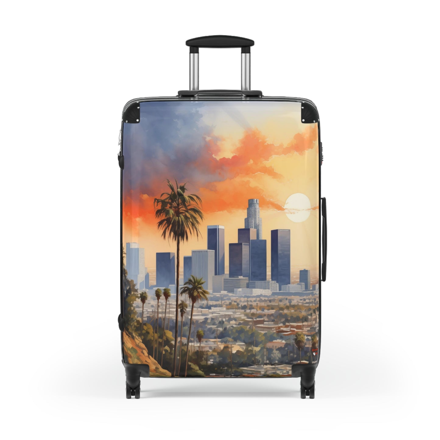 Los Angeles Suitcase | Cityscape Skyline City of Angels Bag Duffle Carry-On Watercolor Traveler California Sunset CA Garment Suit Case