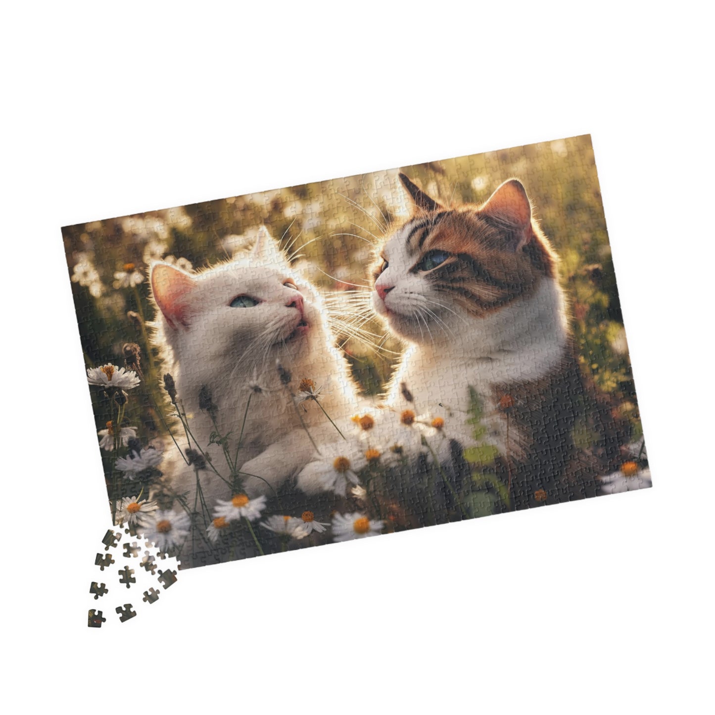 Cats in Wildflowers Jigsaw Puzzle (110, 252, 520, 1014-piece)1000 Kitten Kitty Cat Lady Pussycat Feline Jig Saw Animals Ailurophile Girls Women Woman