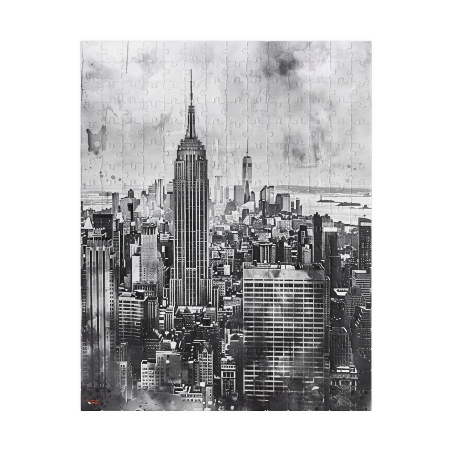 New York City Jigsaw Puzzles, 110/252/520/1014 Pieces, Watercolor Style, Monochrome, 100% Chipboard, Glossy Laminated, Ages 9+