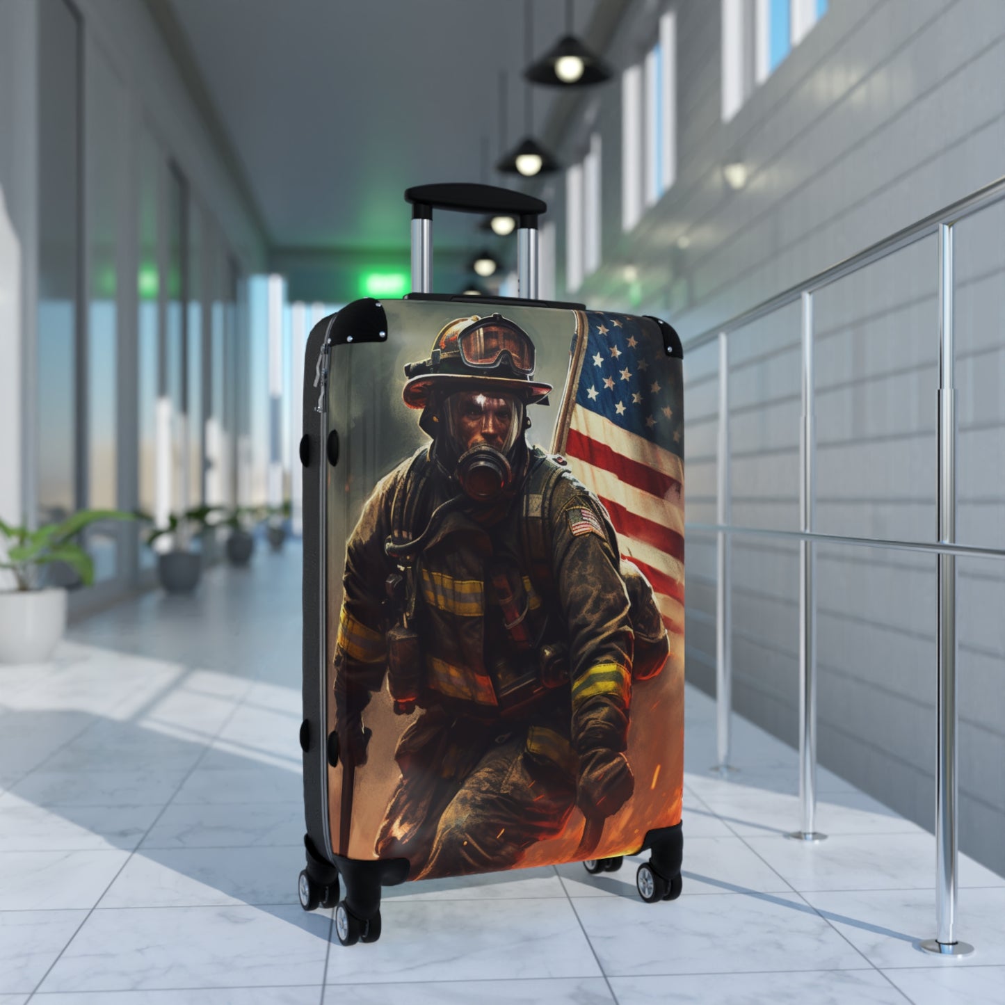 American Firefighter Suitcase Fireman Fire Fighter Luggage Duffle Bag Carryon First Responder Gear Baggage Travel Case