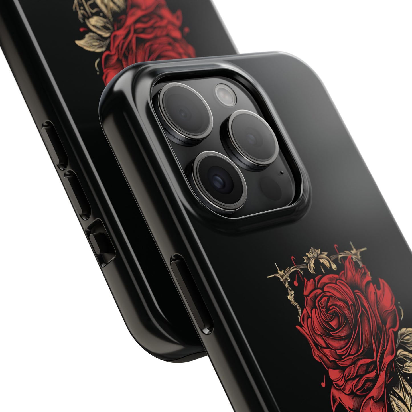 Unbroken Vintage Rose Design Tough Cases for iPhone 15, 15 Pro, 15 Plus, 15 Pro Max, Lightweight, Impact Resistant, 2-Piece TPU and Polycarbonate Shell