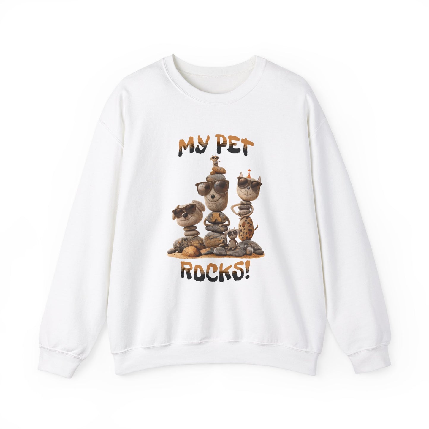 My Pet Rocks Unisex Heavy Blend™ Crewneck Sweatshirt Fun Animals Lover Dogs Cats Silly Cute Animal Print Fur Babies