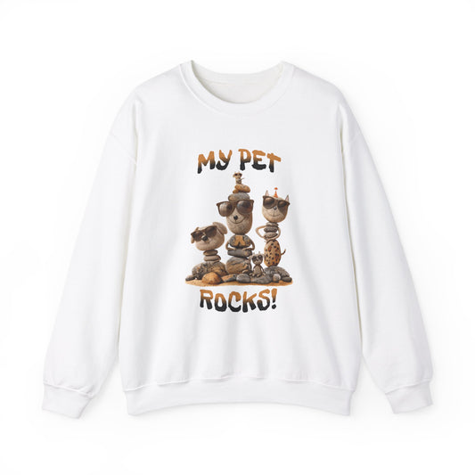 My Pet Rocks Unisex Heavy Blend™ Crewneck Sweatshirt Fun Animals Lover Dogs Cats Silly Cute Animal Print Fur Babies