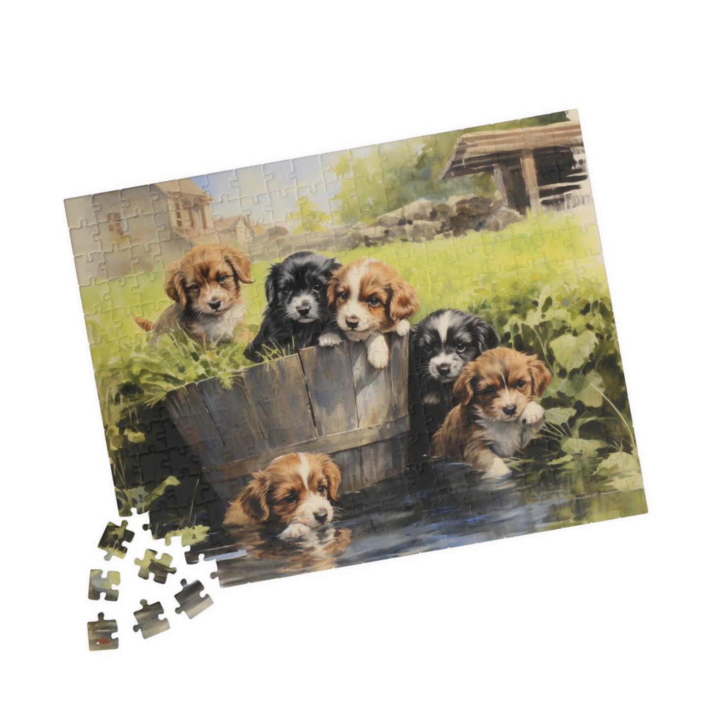 Barrel of Puppies Puzzle (110, 252, 500, 1014-piece) | Puppy Dogs Animals Lover K9 Canine 1000 Piece Jig Saw Adults Teens Children Kids