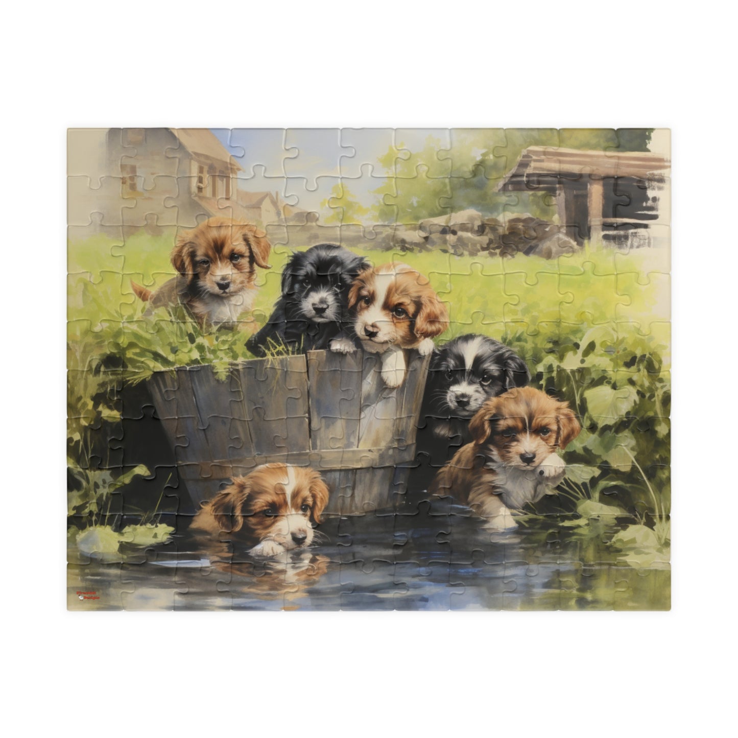 Barrel of Puppies Puzzle (110, 252, 500, 1014-piece) | Puppy Dogs Animals Lover K9 Canine 1000 Piece Jig Saw Adults Teens Children Kids
