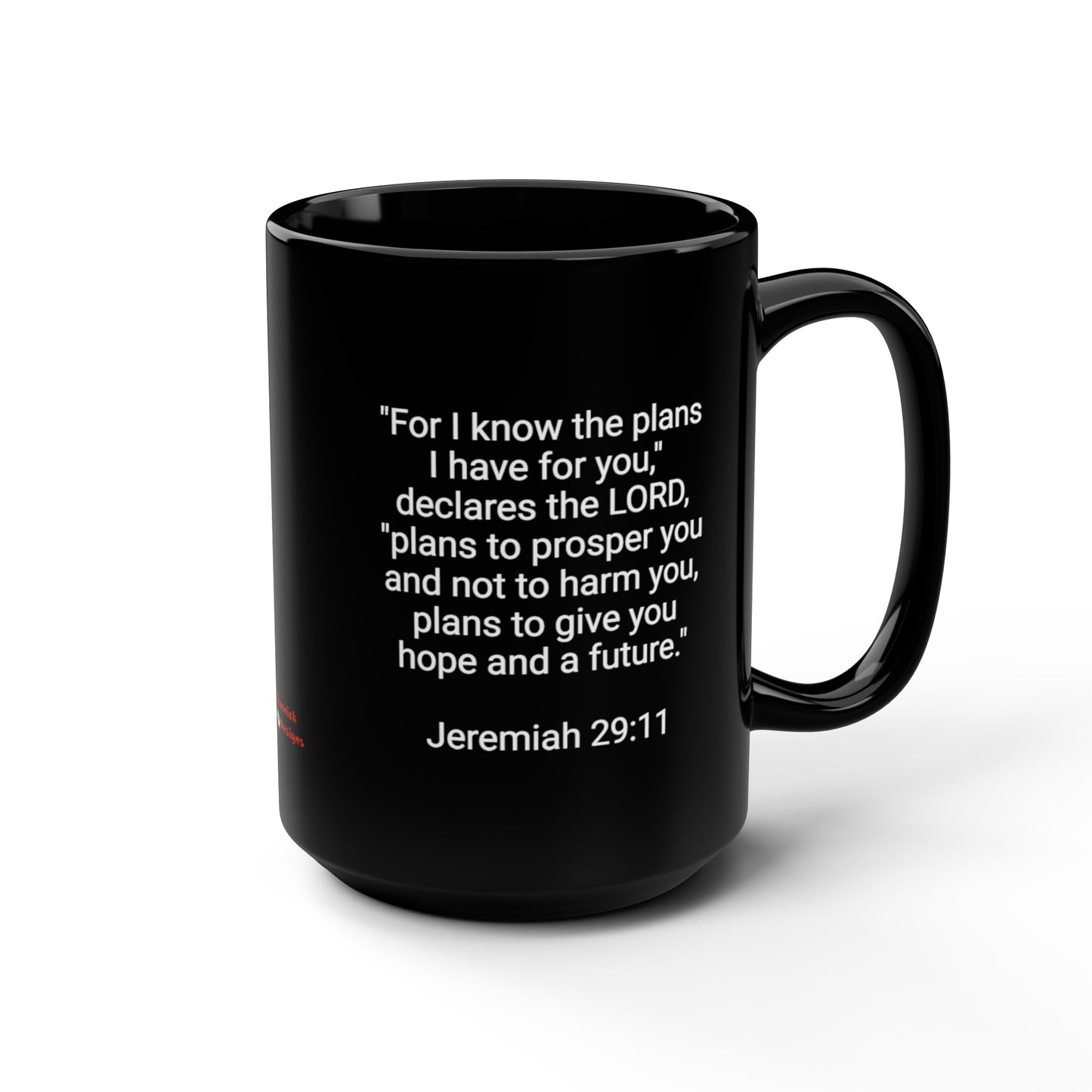 Firechick Designs Coffee Mugs with Bible Verses, 15oz Ceramic, 3 Variations, Black