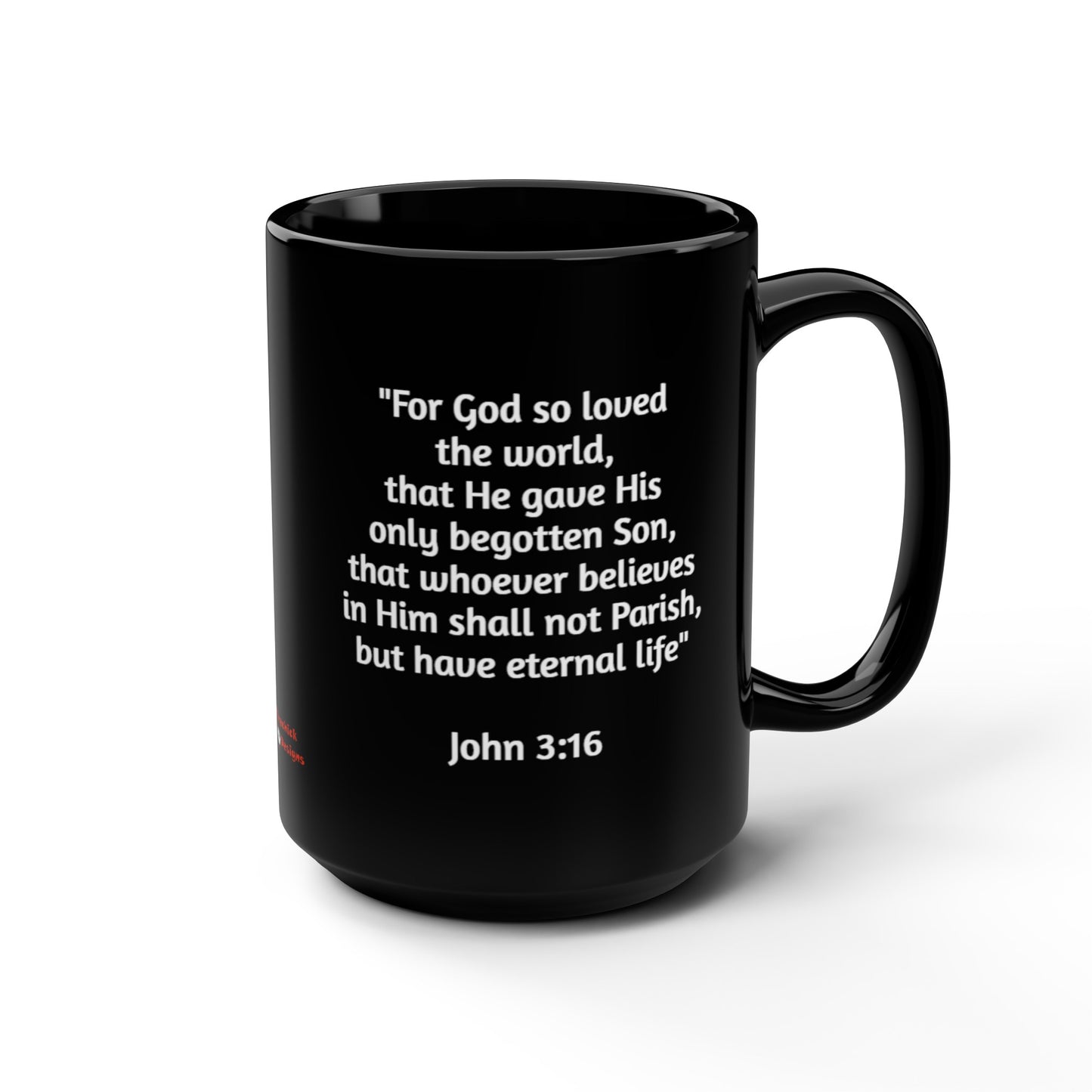 Firechick Designs Coffee Mugs with Bible Verses, 15oz Ceramic, 3 Variations, Black