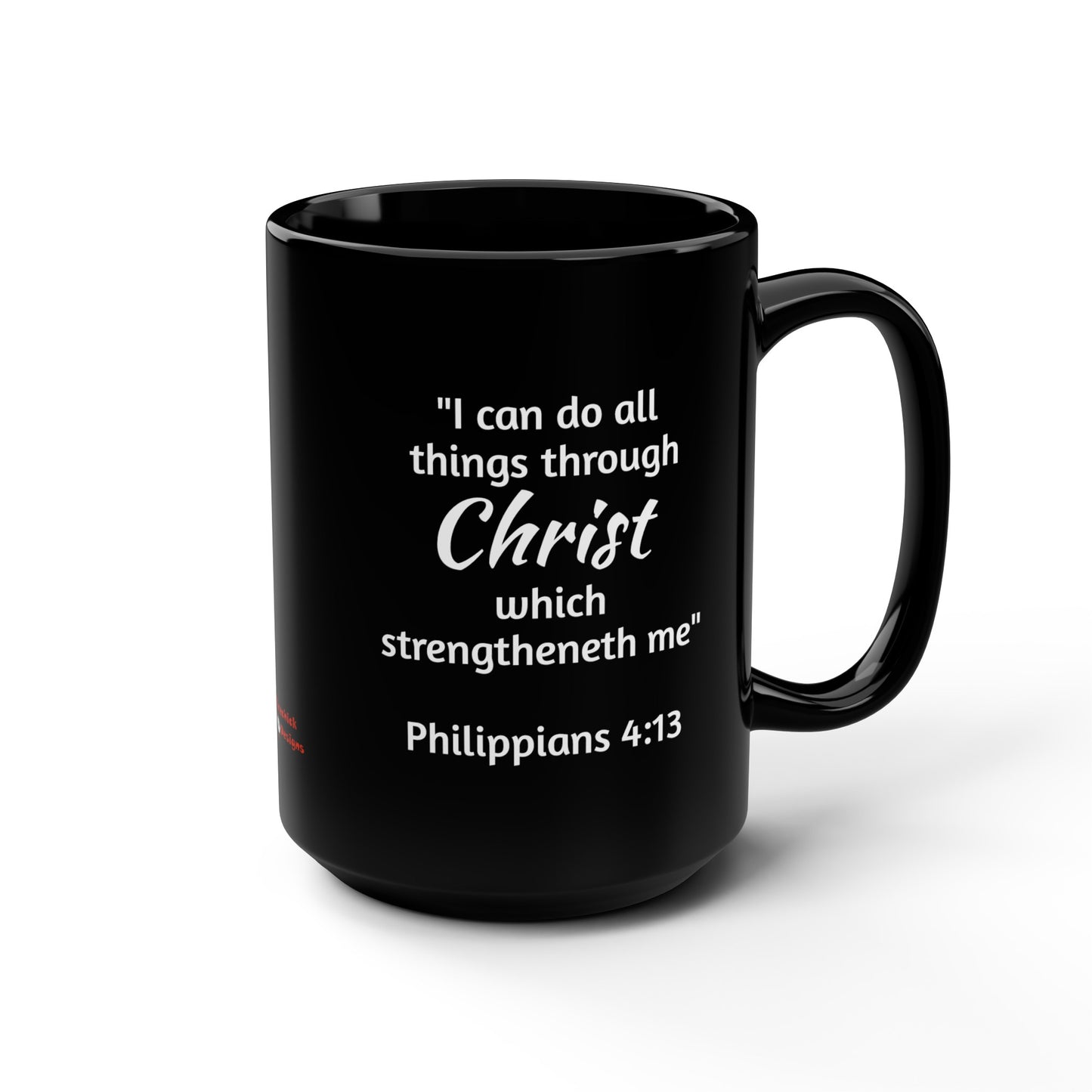 Firechick Designs Coffee Mugs with Bible Verses, 15oz Ceramic, 3 Variations, Black