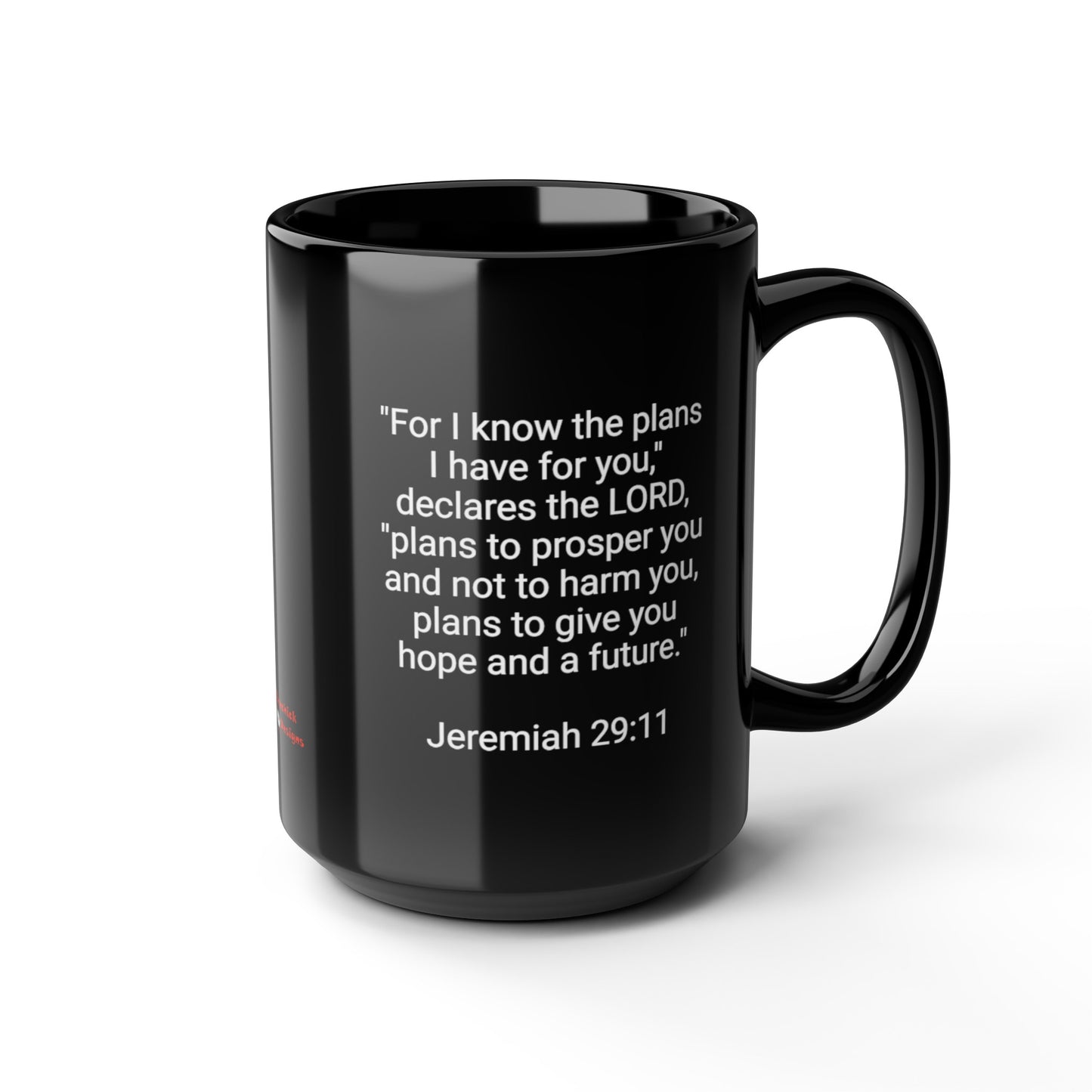 Firechick Designs Coffee Mugs with Bible Verses, 15oz Ceramic, 3 Variations, Black