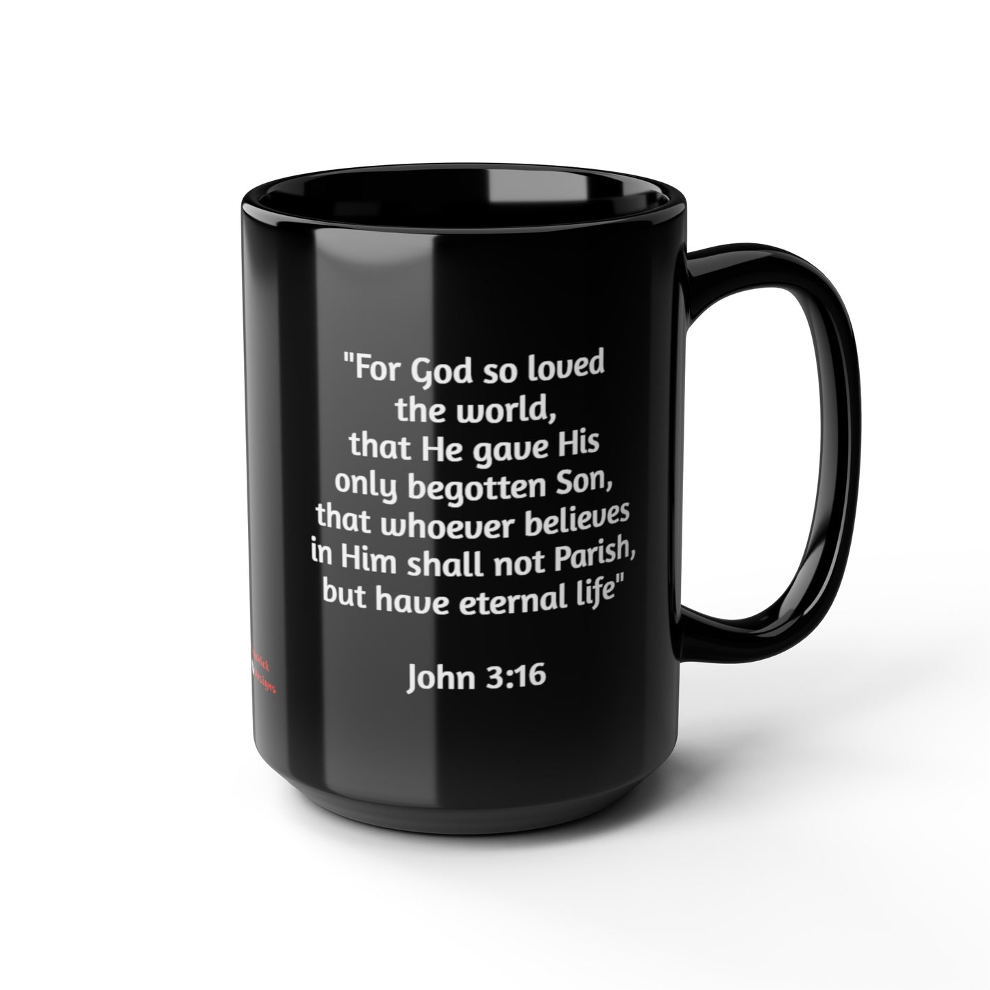 Firechick Designs Coffee Mugs with Bible Verses, 15oz Ceramic, 3 Variations, Black