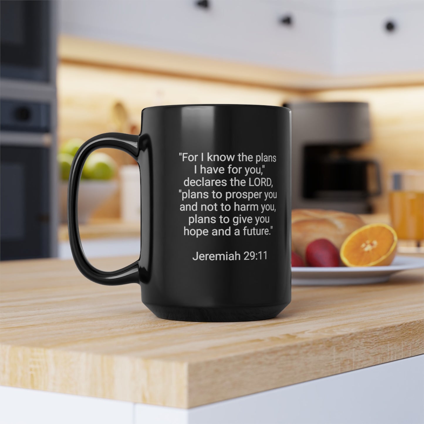 Firechick Designs Coffee Mugs with Bible Verses, 15oz Ceramic, 3 Variations, Black