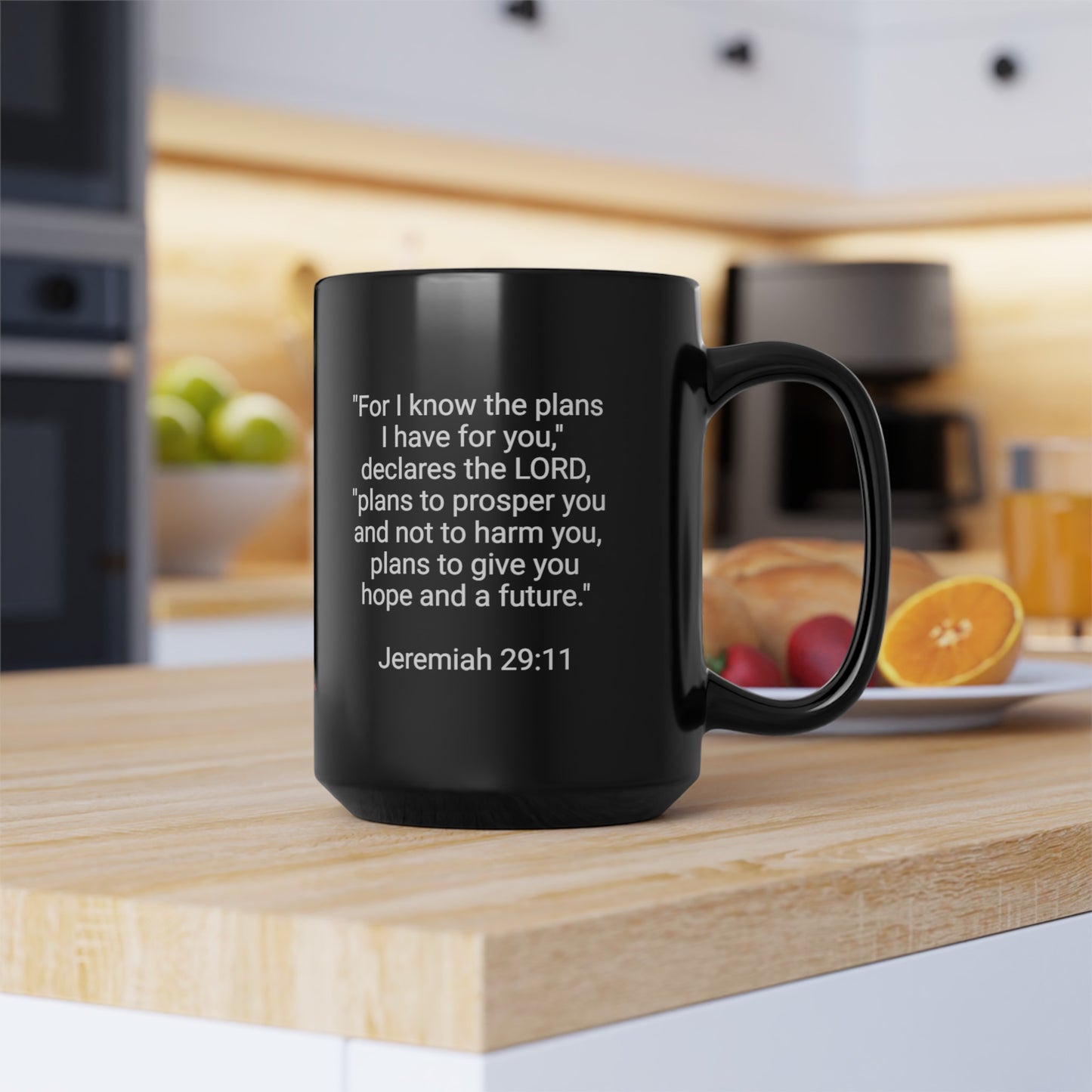 Firechick Designs Coffee Mugs with Bible Verses, 15oz Ceramic, 3 Variations, Black