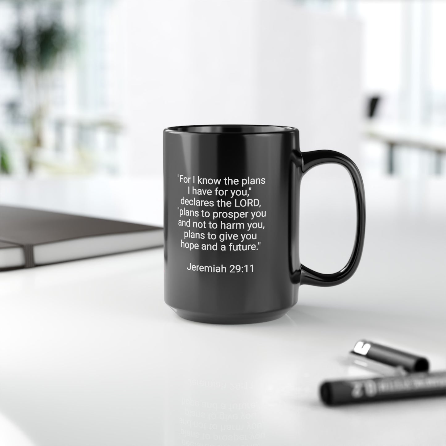 Firechick Designs Coffee Mugs with Bible Verses, 15oz Ceramic, 3 Variations, Black