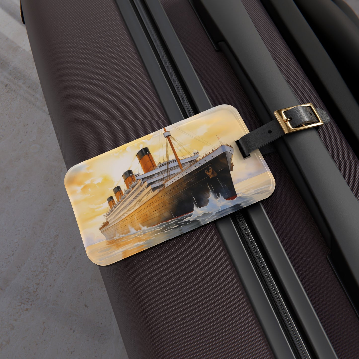 Titanic Acrylic Luggage Tags, 2.4 x 4 inches, 3 Design options, Leather Strap