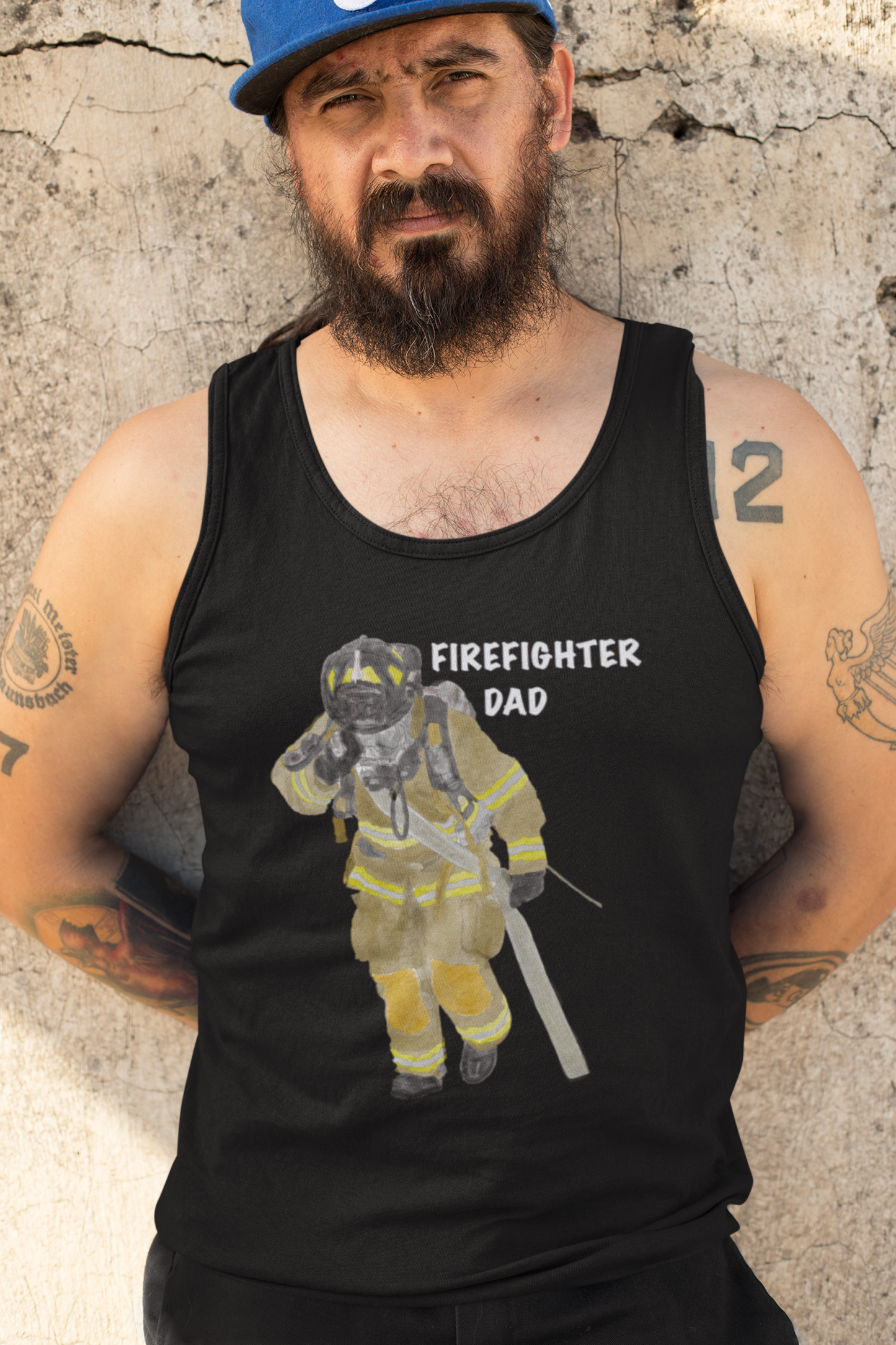 Firefighter Dad Unisex Jersey Tank | Dads Father Fathers Padre Pop Papa Halter Summer Shirts Tanks Top Tops