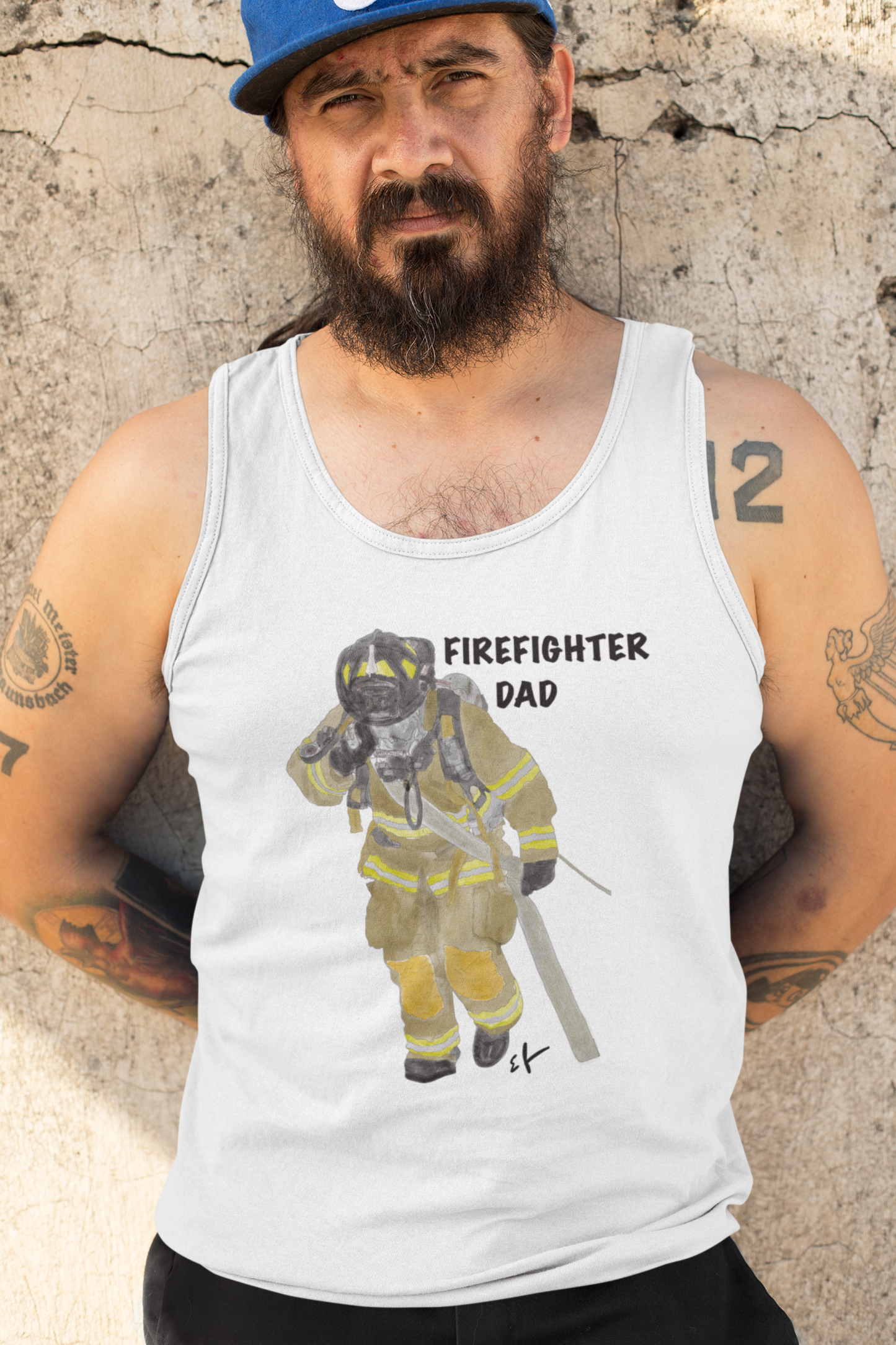 Firefighter Dad Unisex Jersey Tank | Dads Father Fathers Padre Pop Papa Halter Summer Shirts Tanks Top Tops