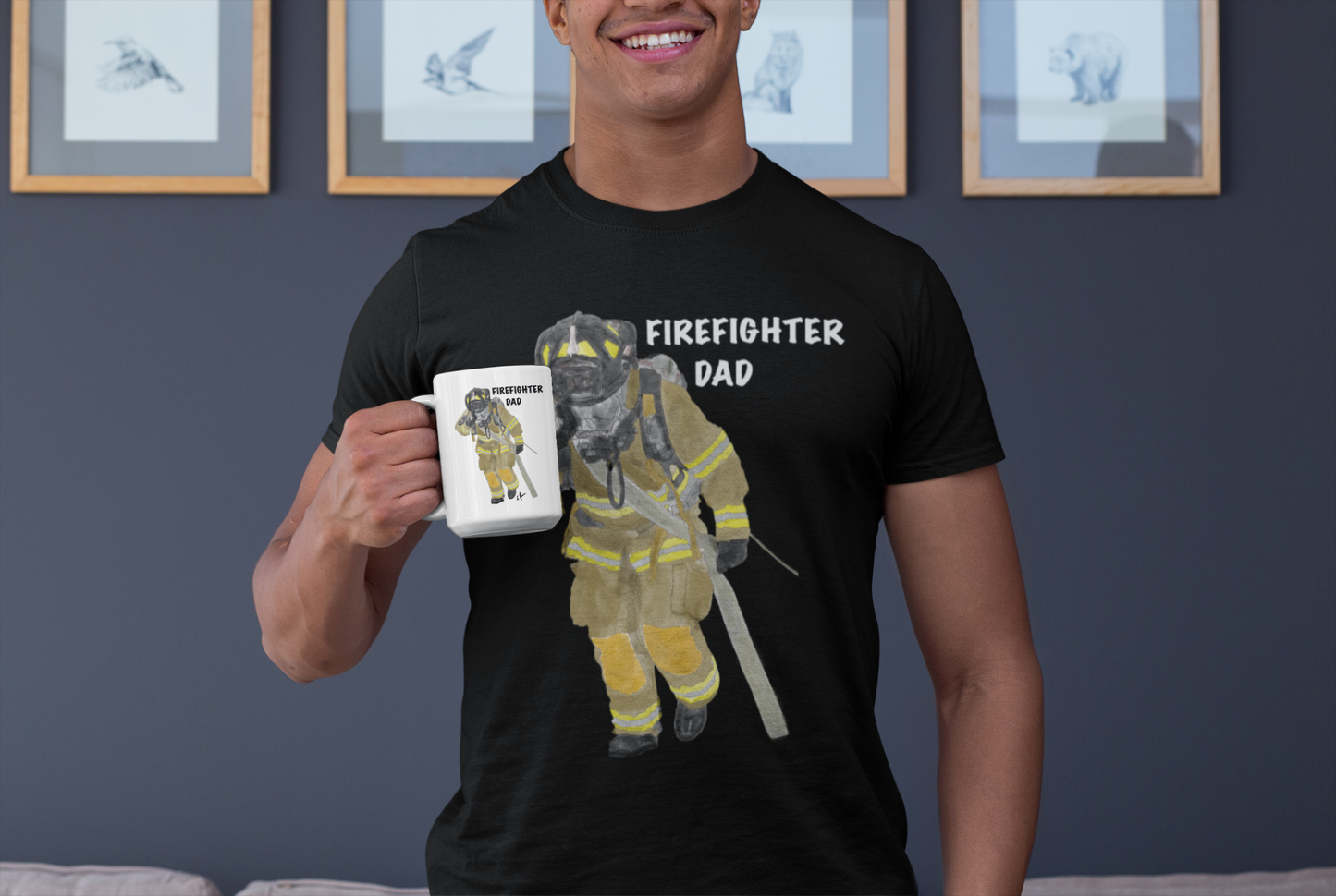 Firechick Designs Firefighter Dad Unisex Jersey Short Sleeve Tee Fireman Father Firemen Dads Shirt T-shirt Father's Day Gift